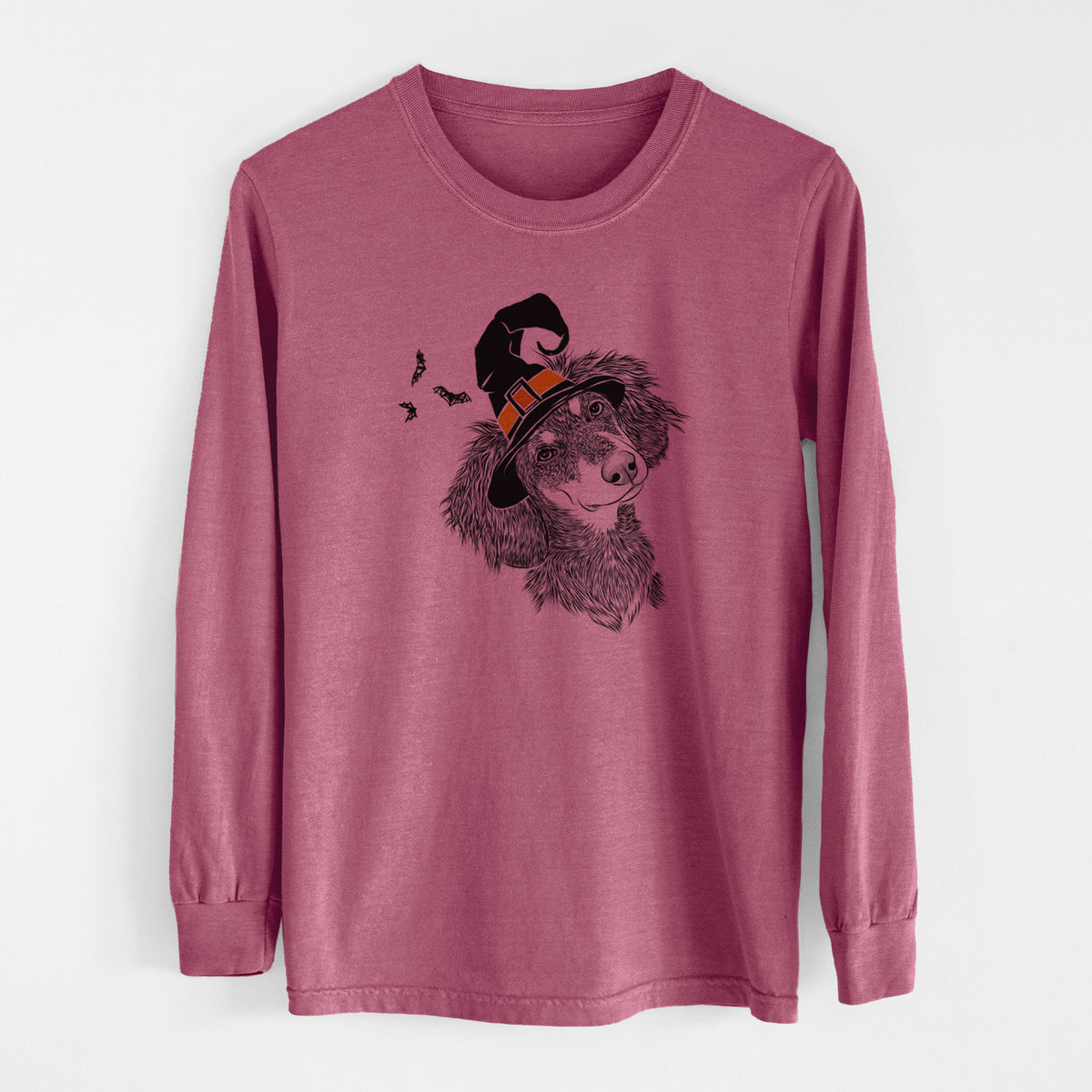 Witch Bailey the Long Haired Dachshund - Men's Heavyweight 100% Cotton Long Sleeve