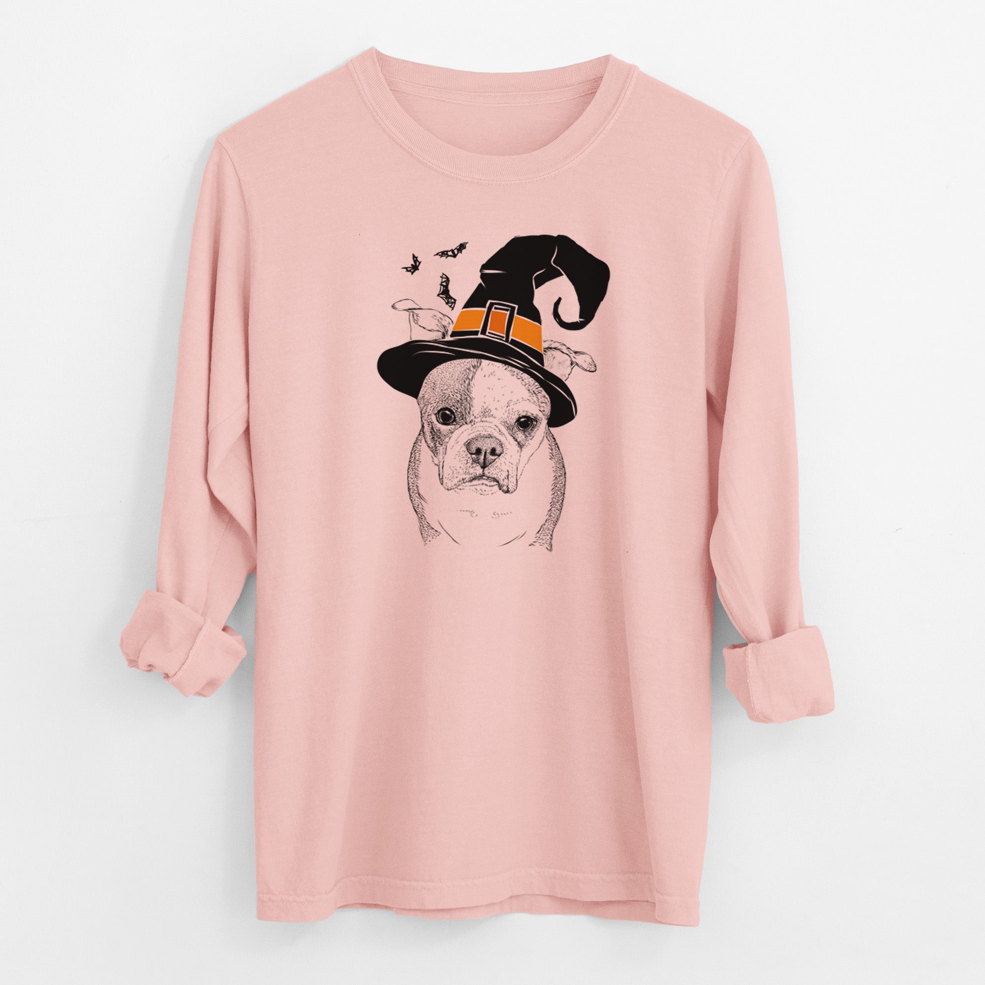 Witch Bandit the Boston Terrier - Men's Heavyweight 100% Cotton Long Sleeve