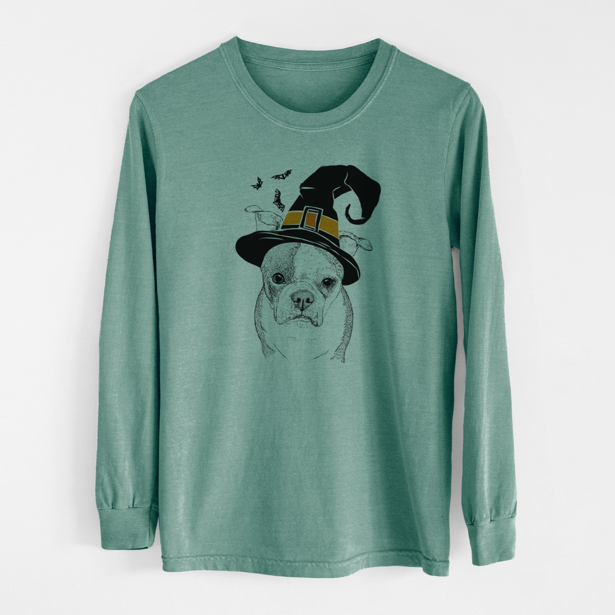 Witch Bandit the Boston Terrier - Men's Heavyweight 100% Cotton Long Sleeve