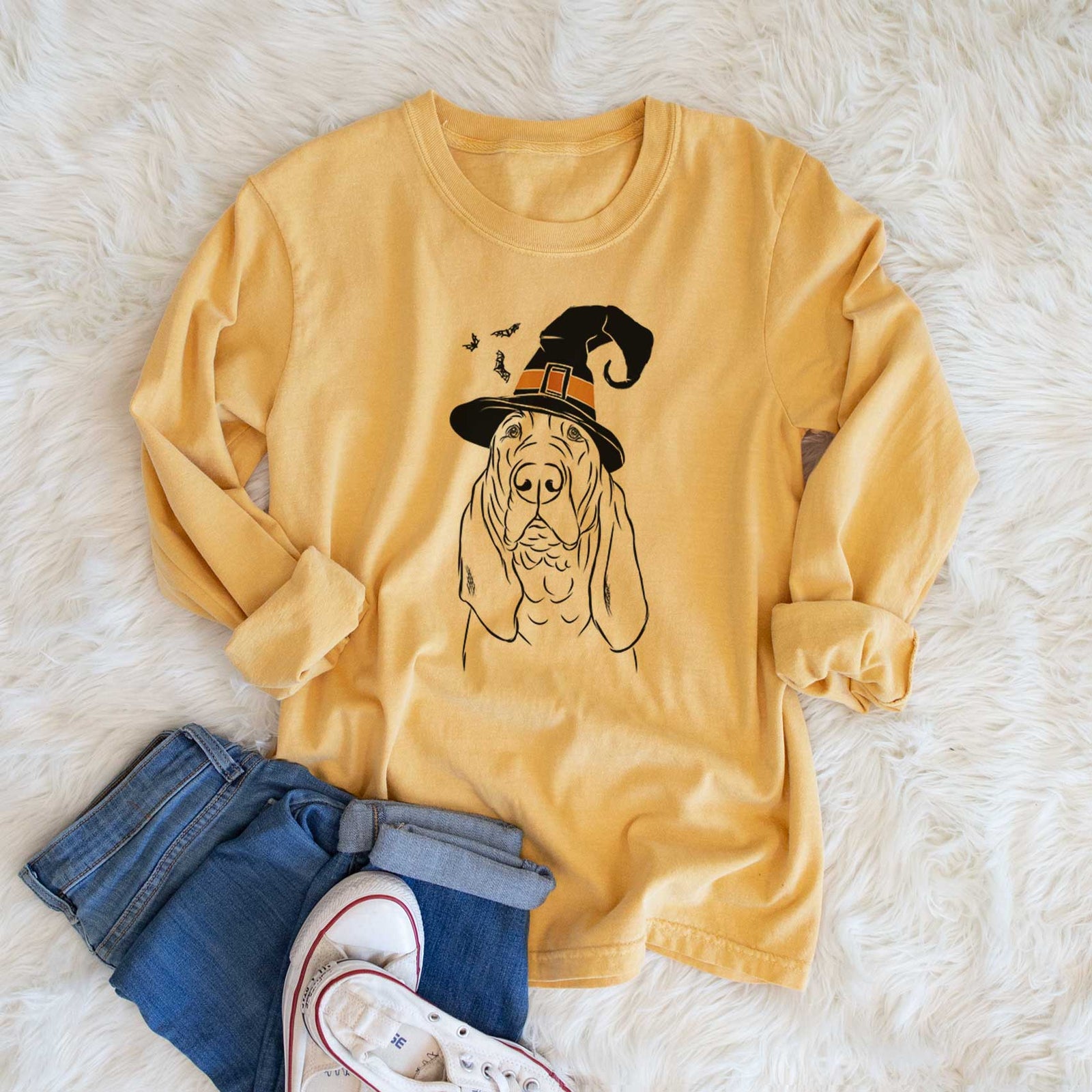 Witch Baron the Bloodhound - Men's Heavyweight 100% Cotton Long Sleeve