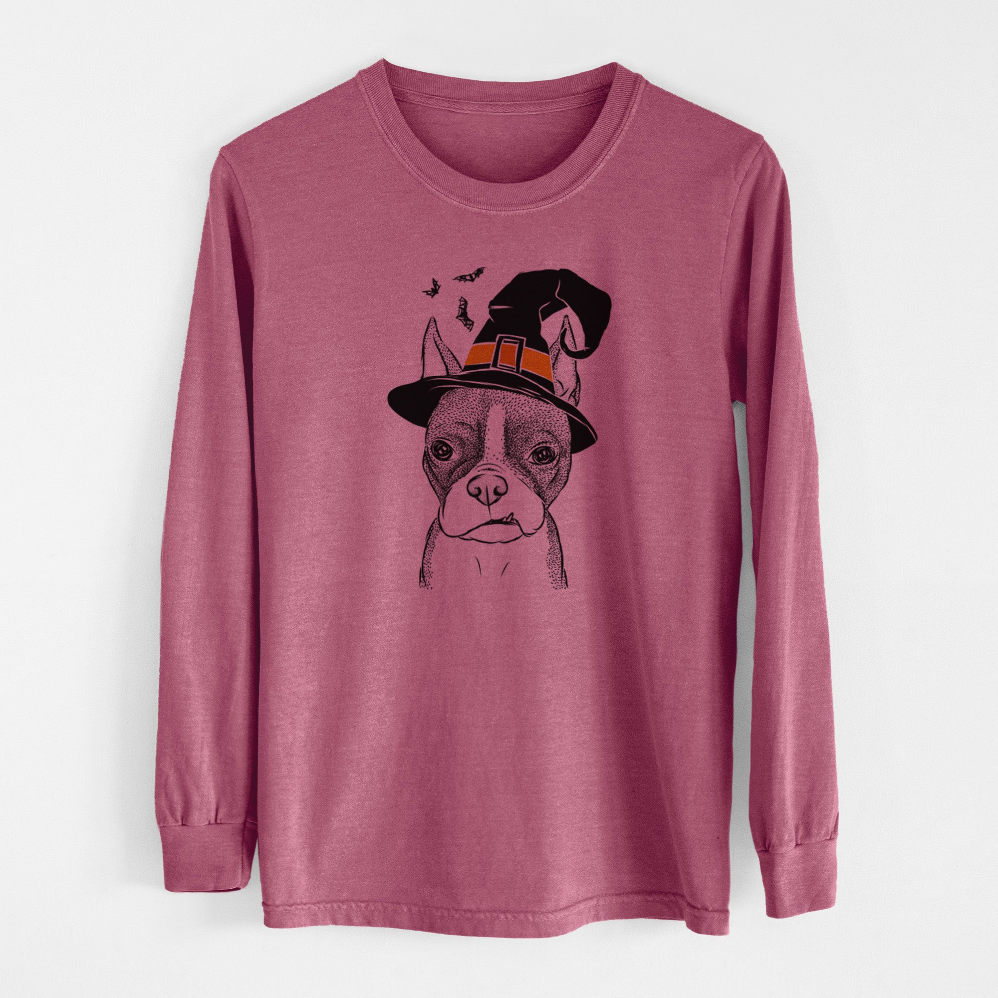 Witch Bean the Boston Terrier - Men's Heavyweight 100% Cotton Long Sleeve