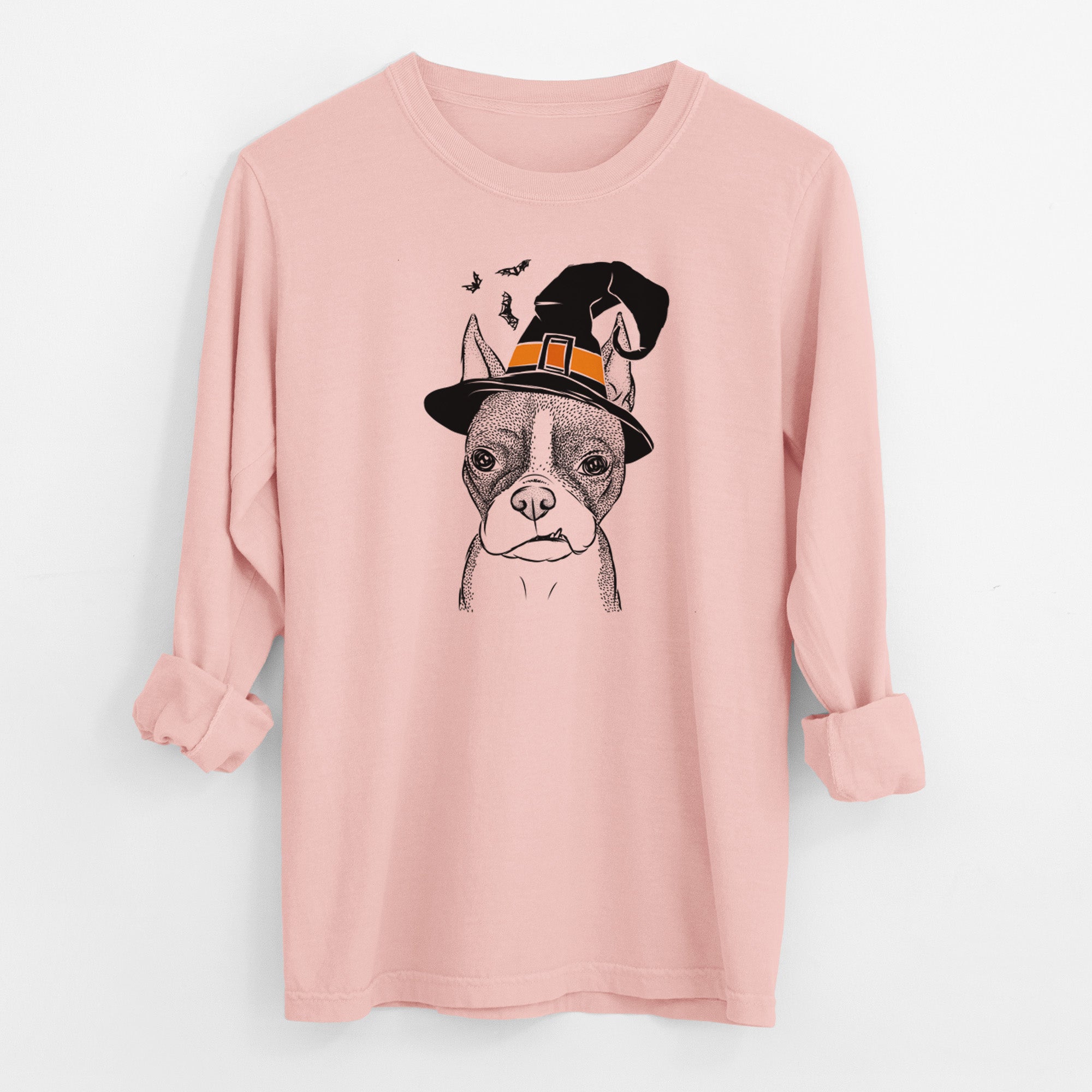 Witch Bean the Boston Terrier - Men's Heavyweight 100% Cotton Long Sleeve