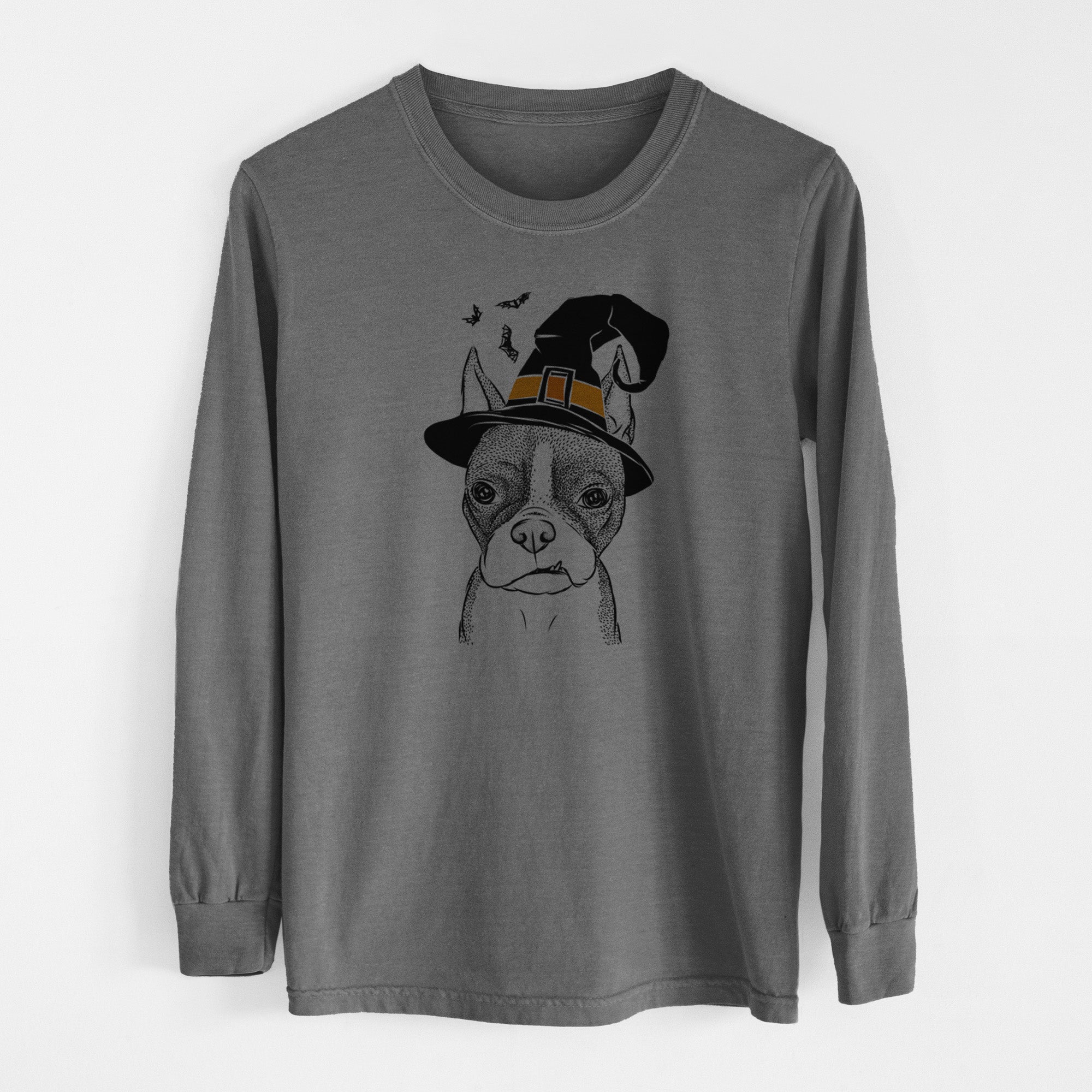 Witch Bean the Boston Terrier - Men's Heavyweight 100% Cotton Long Sleeve