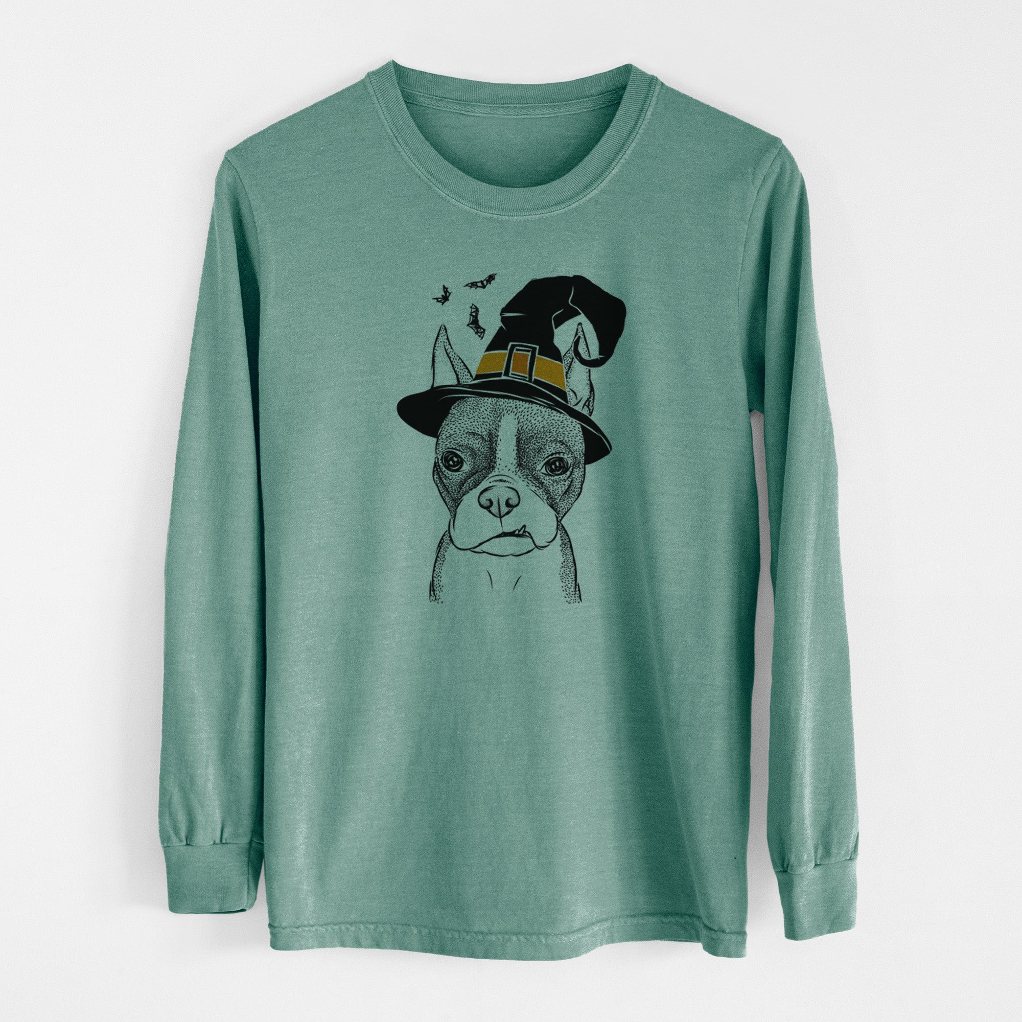 Witch Bean the Boston Terrier - Men's Heavyweight 100% Cotton Long Sleeve