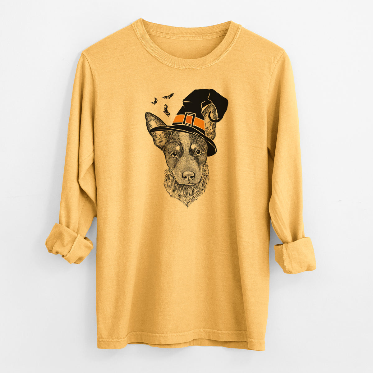 Witch Bella the Blue Heeler Puppy - Men's Heavyweight 100% Cotton Long Sleeve