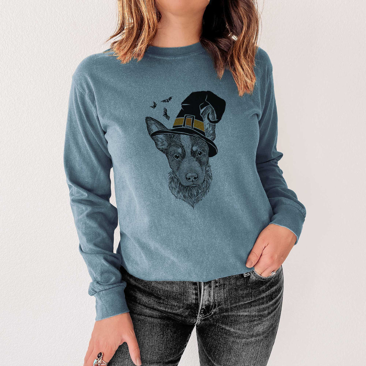 Witch Bella the Blue Heeler Puppy - Men's Heavyweight 100% Cotton Long Sleeve