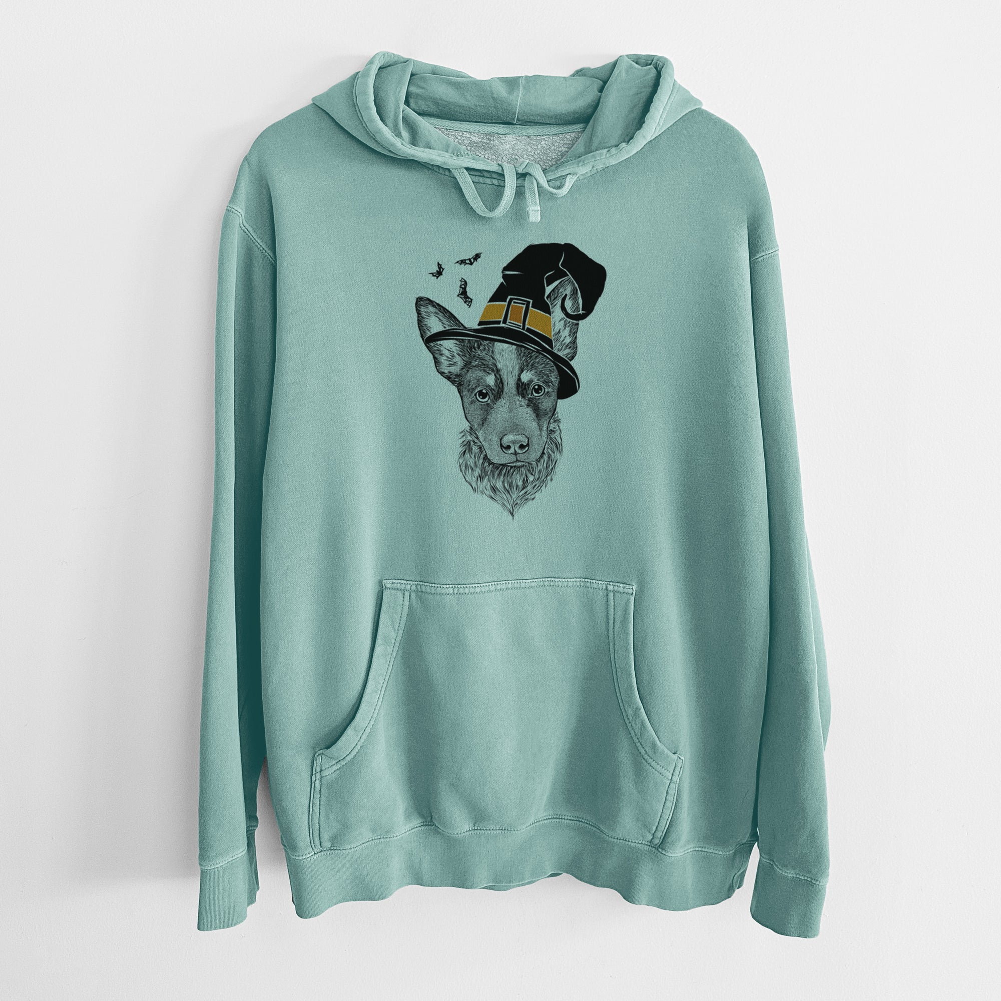 Witch Bella the Blue Heeler Puppy - Unisex Pigment Dyed Hoodie