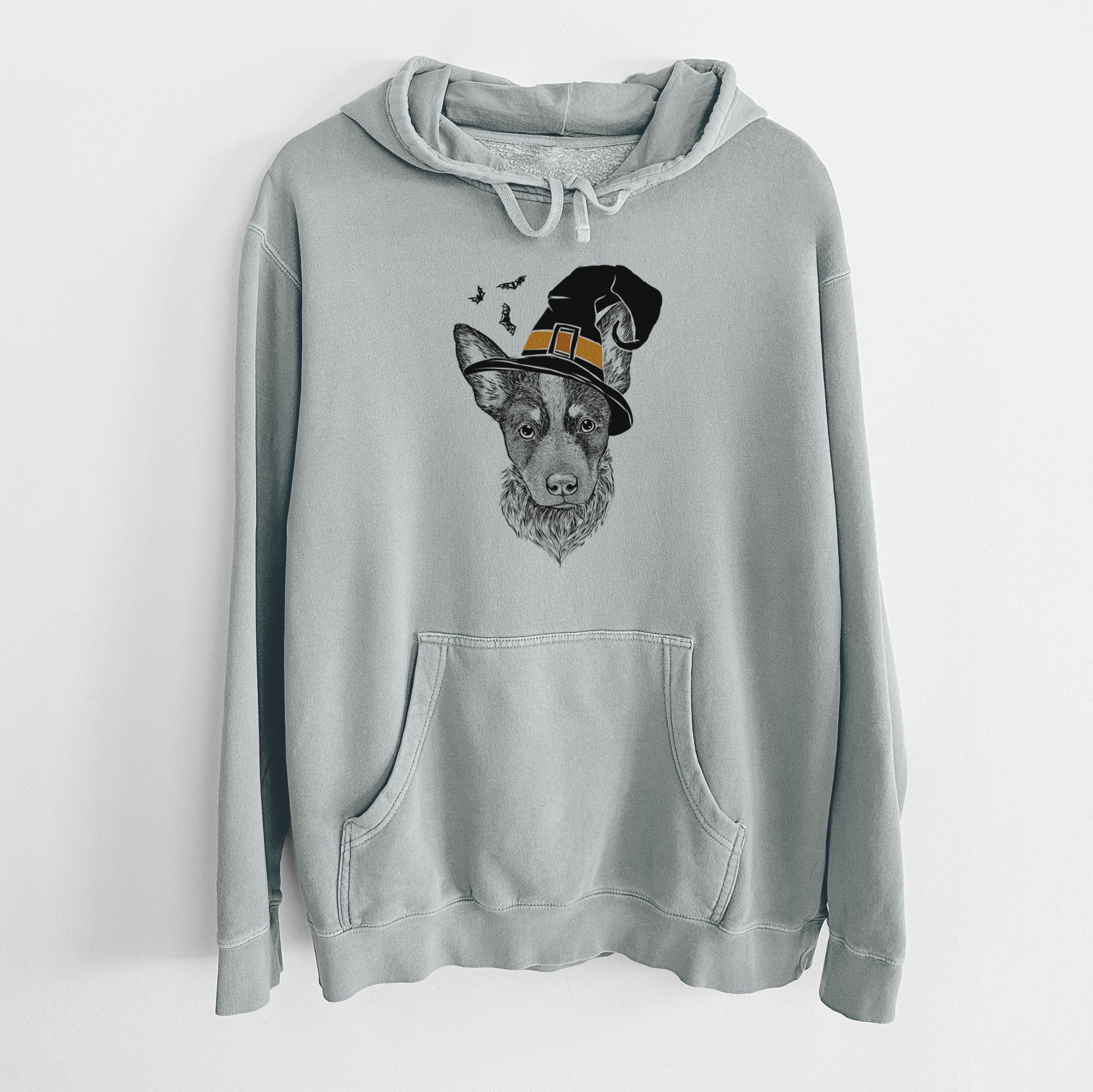 Witch Bella the Blue Heeler Puppy - Unisex Pigment Dyed Hoodie