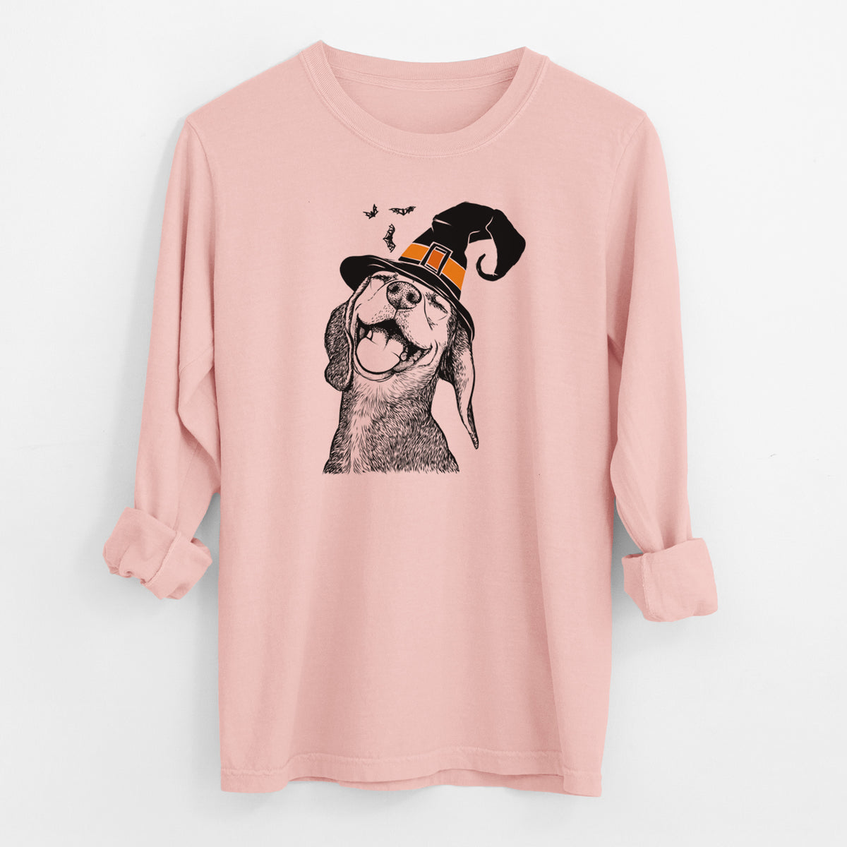 Witch Belle the Hound Mix - Men's Heavyweight 100% Cotton Long Sleeve