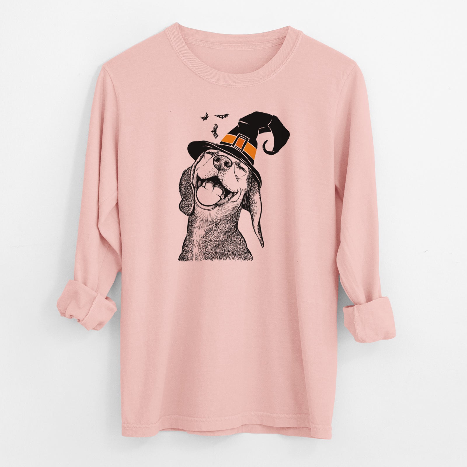 Witch Belle the Hound Mix - Men's Heavyweight 100% Cotton Long Sleeve