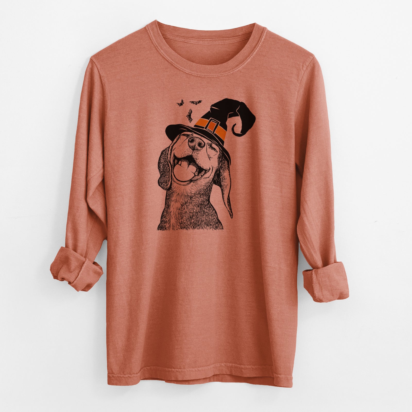 Witch Belle the Hound Mix - Men's Heavyweight 100% Cotton Long Sleeve
