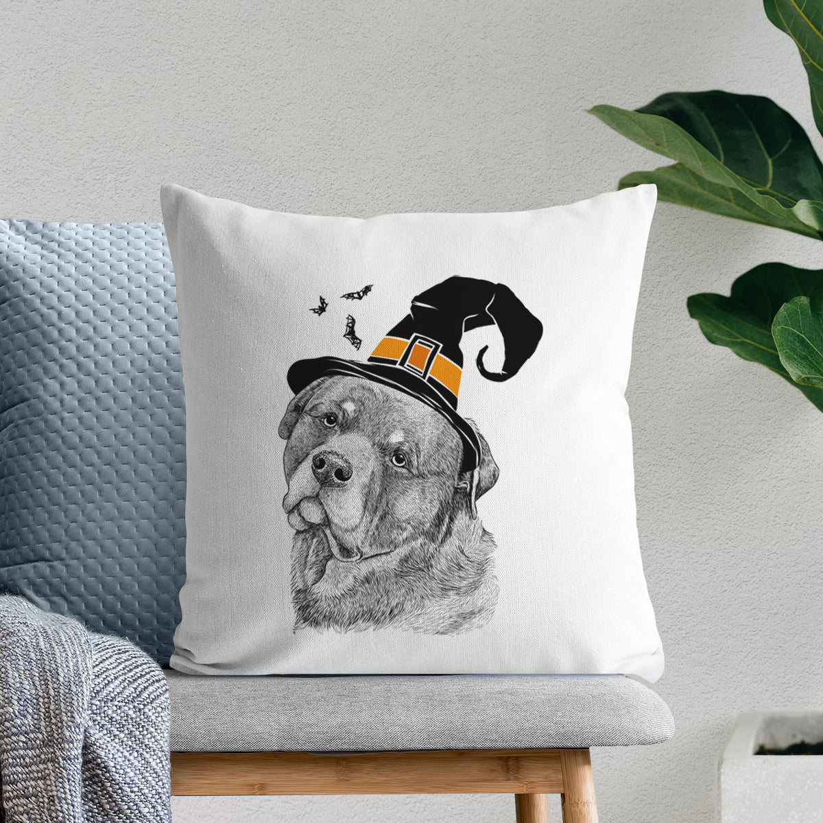 Bender the Rottweiler - Throw Pillow Cover