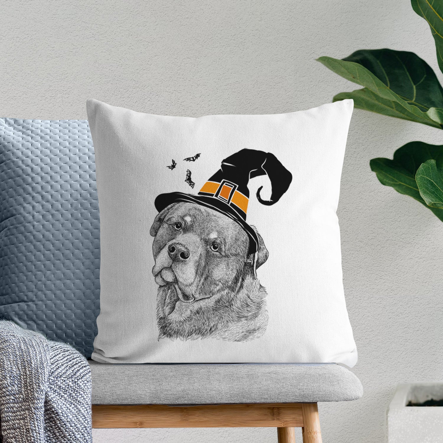 Bender the Rottweiler - Throw Pillow Cover