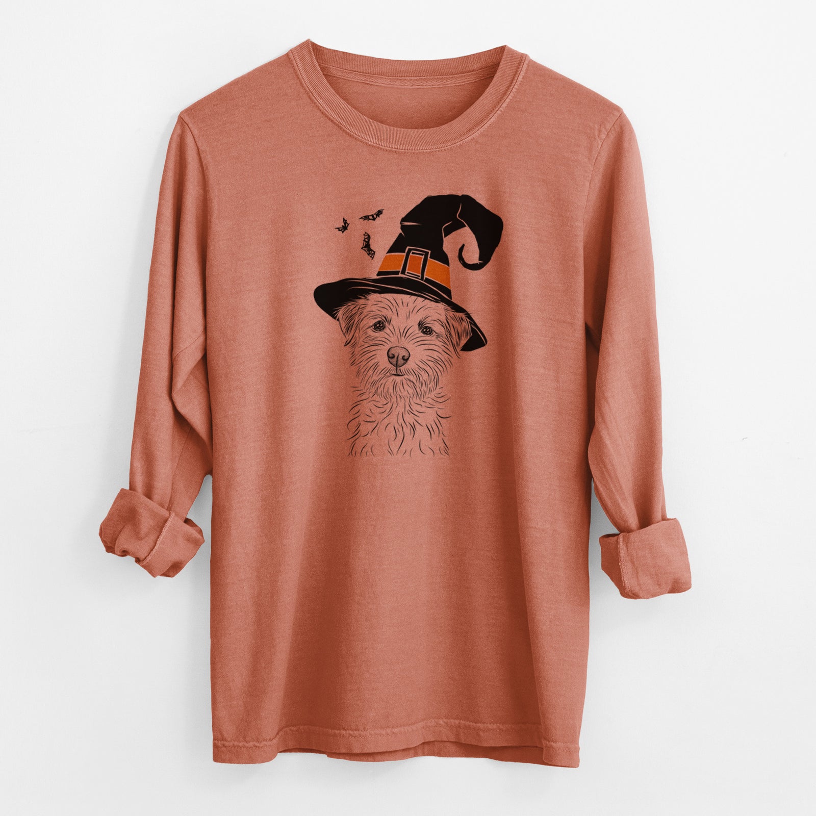 Witch Benjamin the Border Terrier - Men's Heavyweight 100% Cotton Long Sleeve