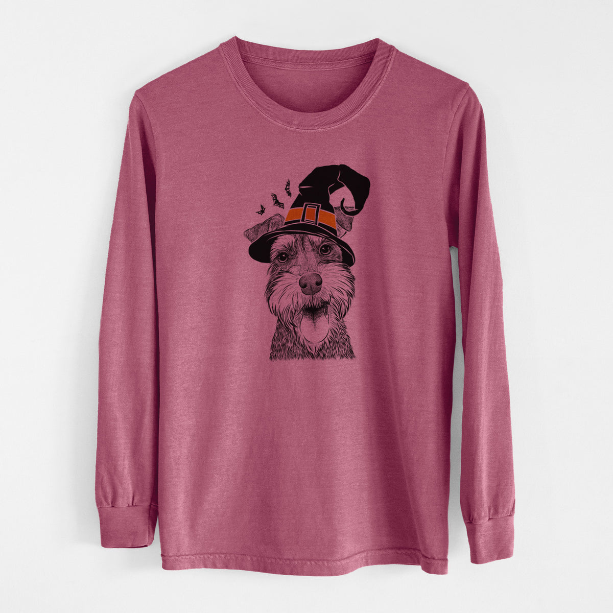 Witch Bernadette the Mini Schnauzer - Men's Heavyweight 100% Cotton Long Sleeve