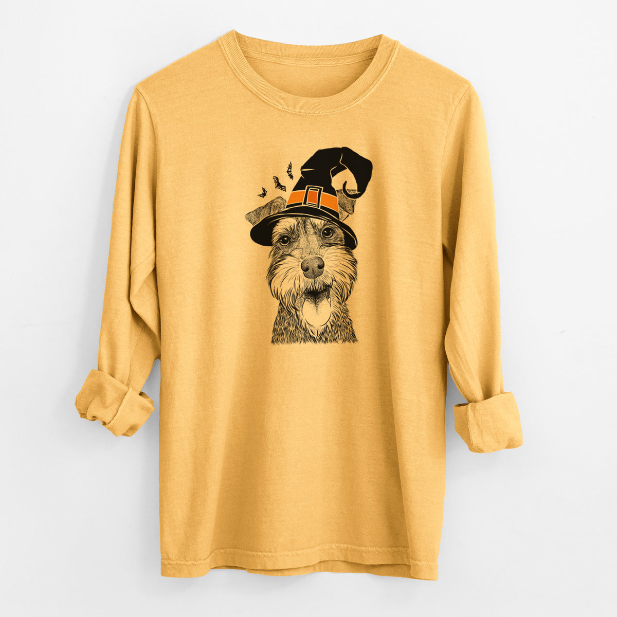 Witch Bernadette the Mini Schnauzer - Men's Heavyweight 100% Cotton Long Sleeve