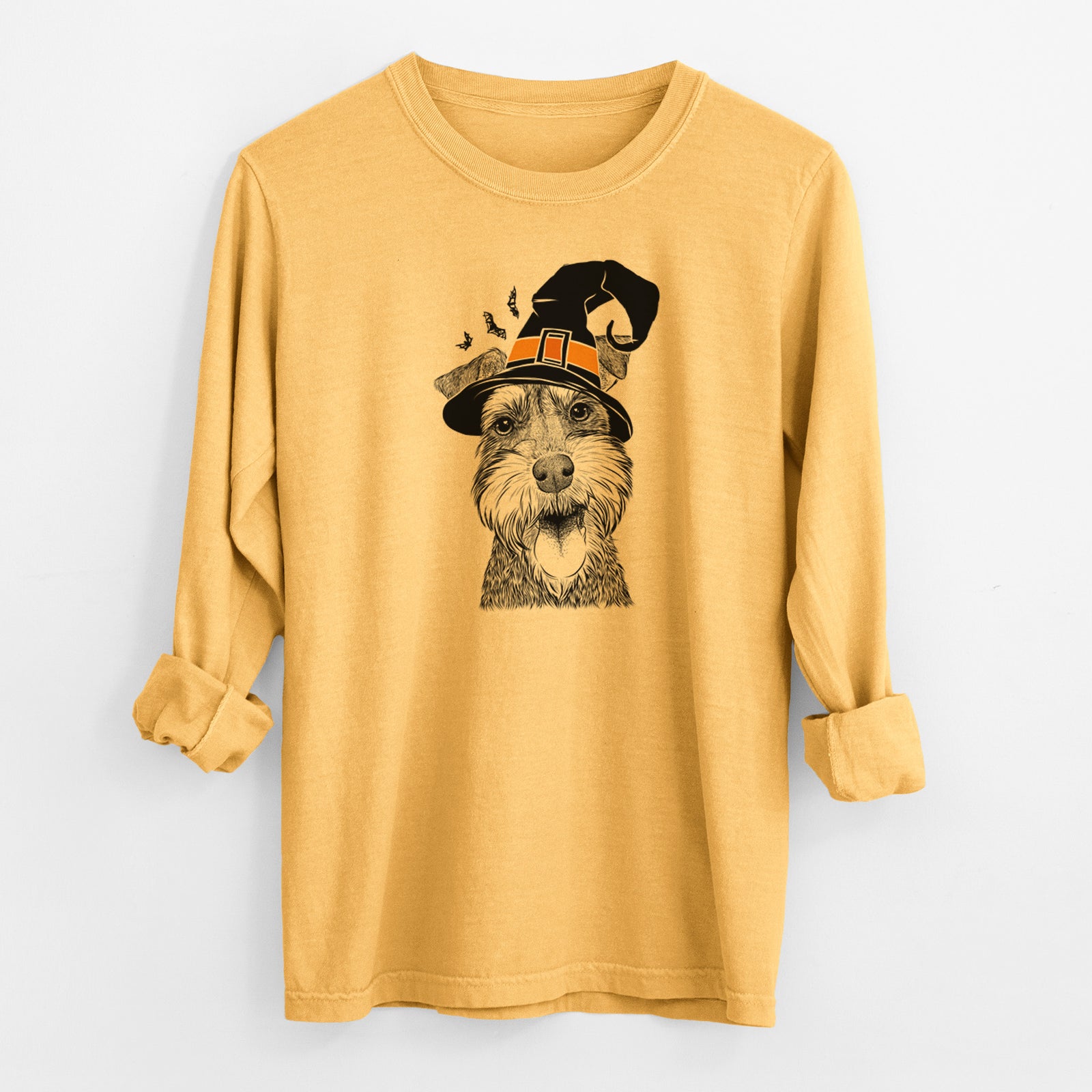 Witch Bernadette the Mini Schnauzer - Men's Heavyweight 100% Cotton Long Sleeve