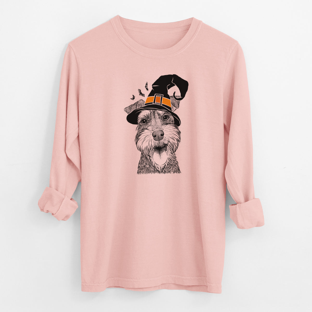 Witch Bernadette the Mini Schnauzer - Men's Heavyweight 100% Cotton Long Sleeve