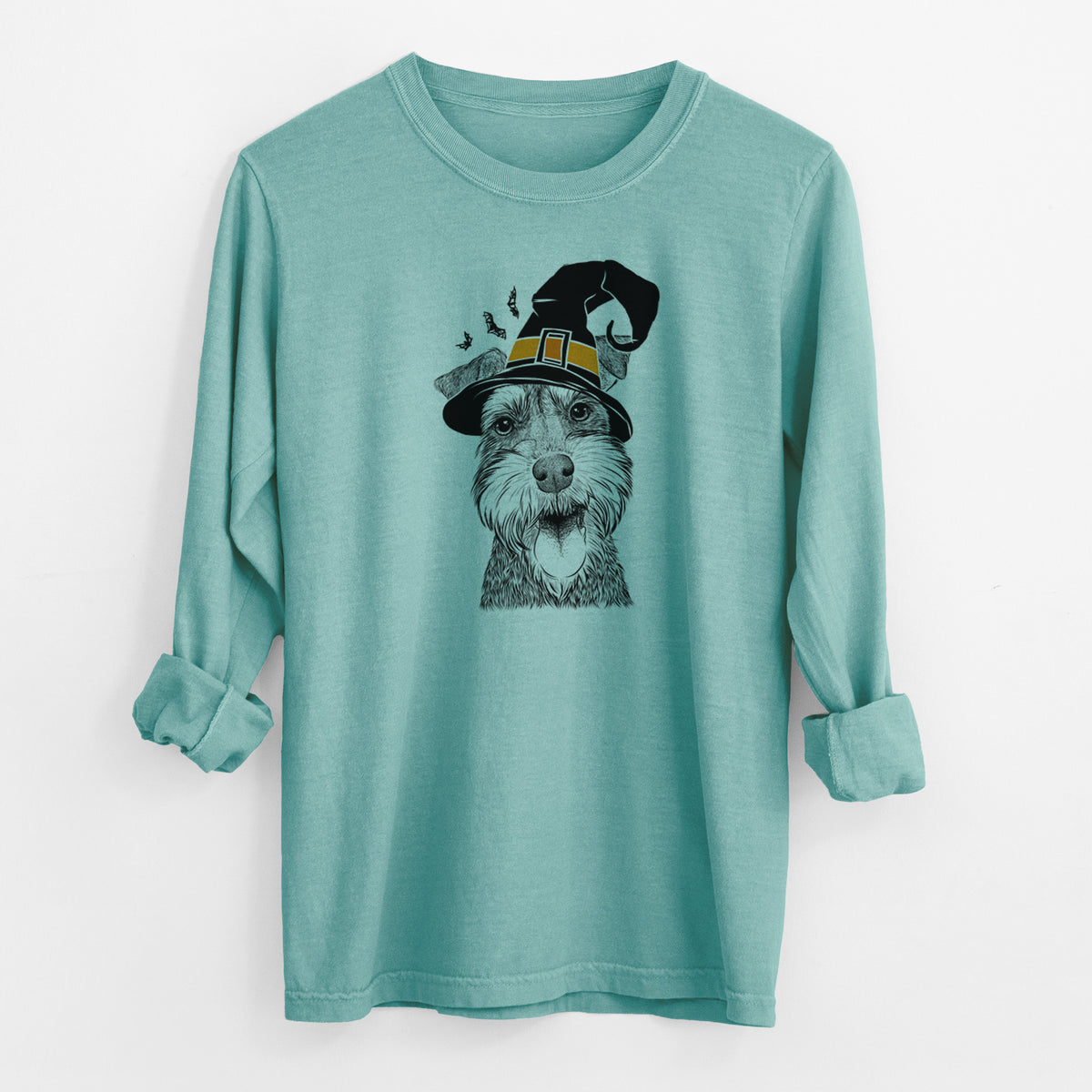 Witch Bernadette the Mini Schnauzer - Men's Heavyweight 100% Cotton Long Sleeve