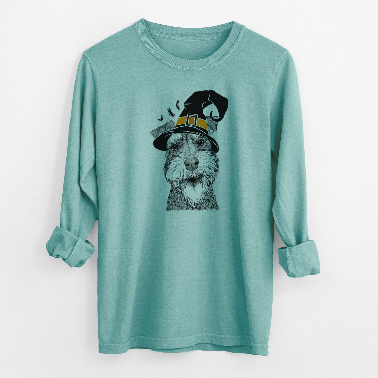 Witch Bernadette the Mini Schnauzer - Men's Heavyweight 100% Cotton Long Sleeve