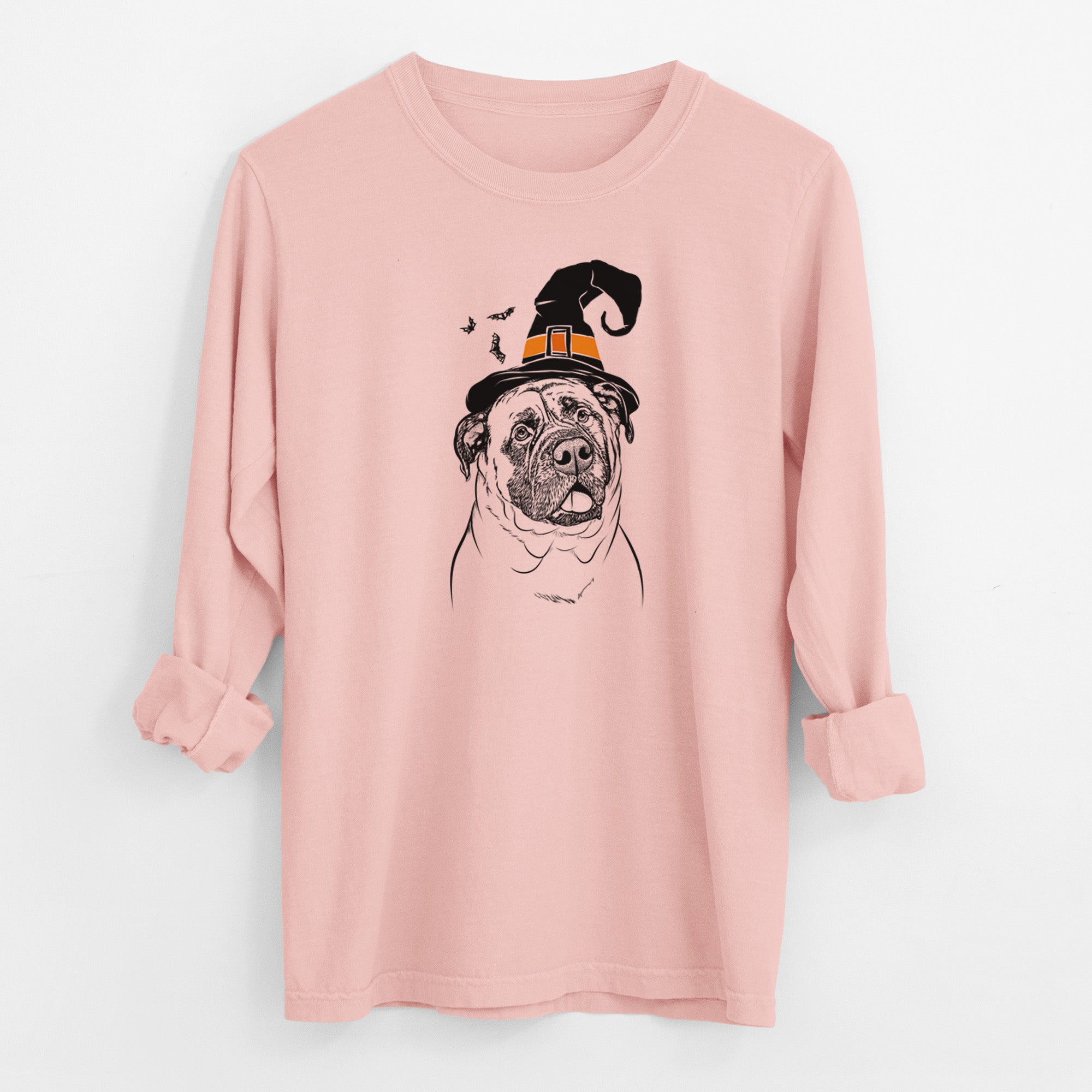 Witch Big P the English Mastiff - Men's Heavyweight 100% Cotton Long Sleeve