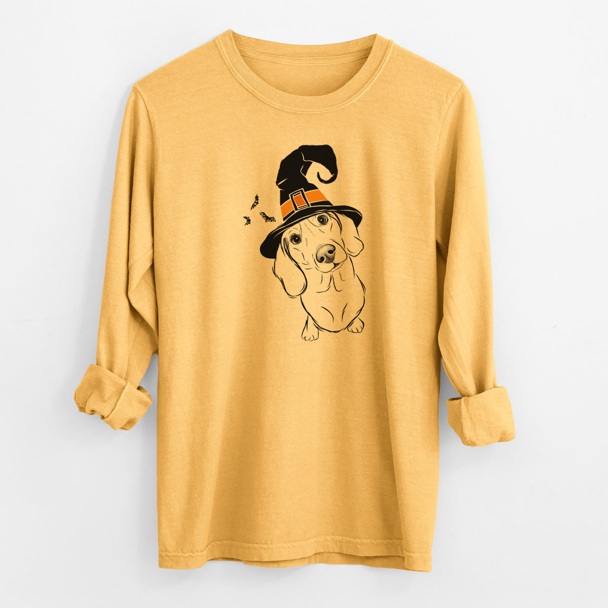 Witch Bill the Dachshund - Men's Heavyweight 100% Cotton Long Sleeve