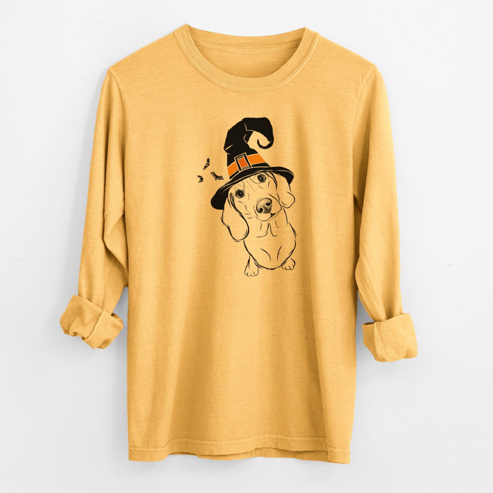 Witch Bill the Dachshund - Men's Heavyweight 100% Cotton Long Sleeve