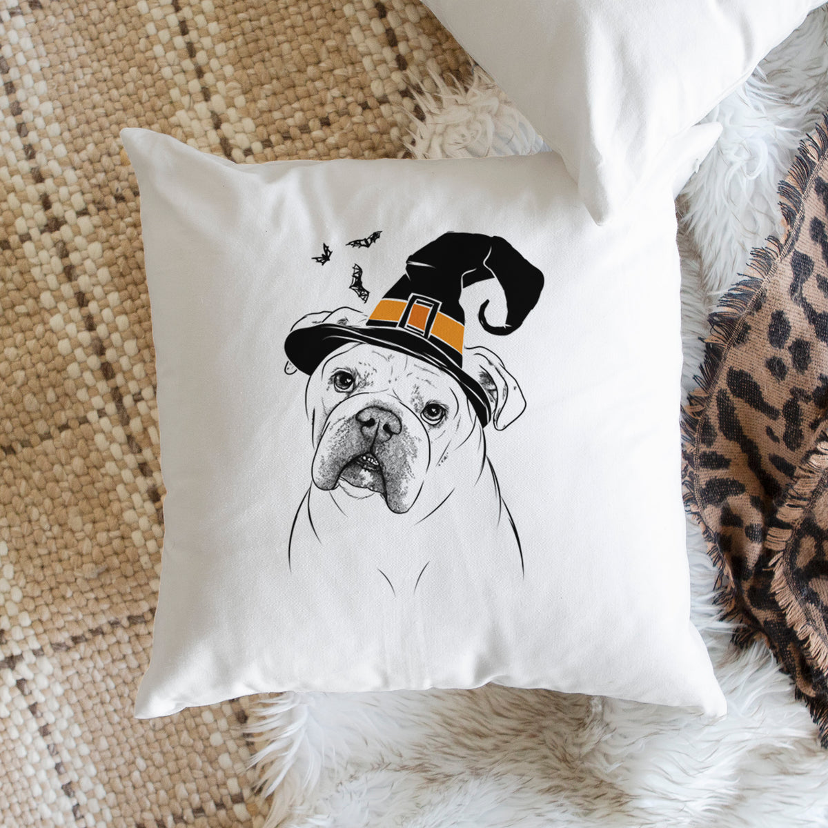 Blossom the English Bulldog - Throw Pillow Cover