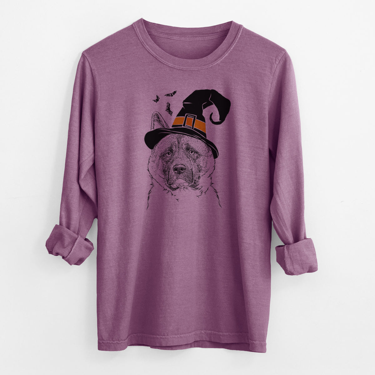 Witch Bo the American Akita - Men's Heavyweight 100% Cotton Long Sleeve