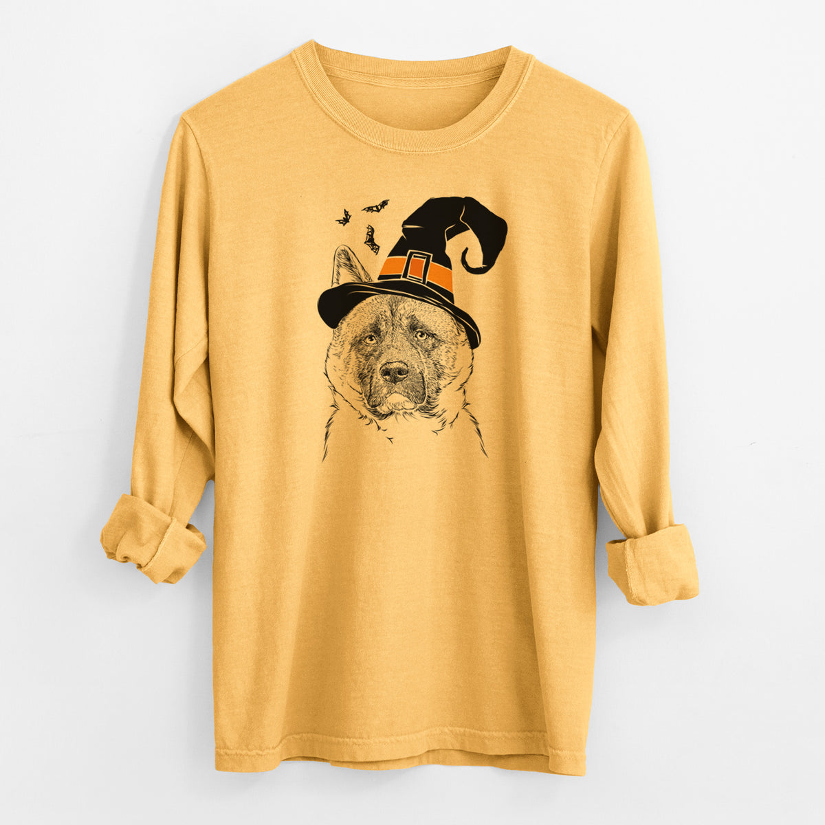 Witch Bo the American Akita - Men's Heavyweight 100% Cotton Long Sleeve
