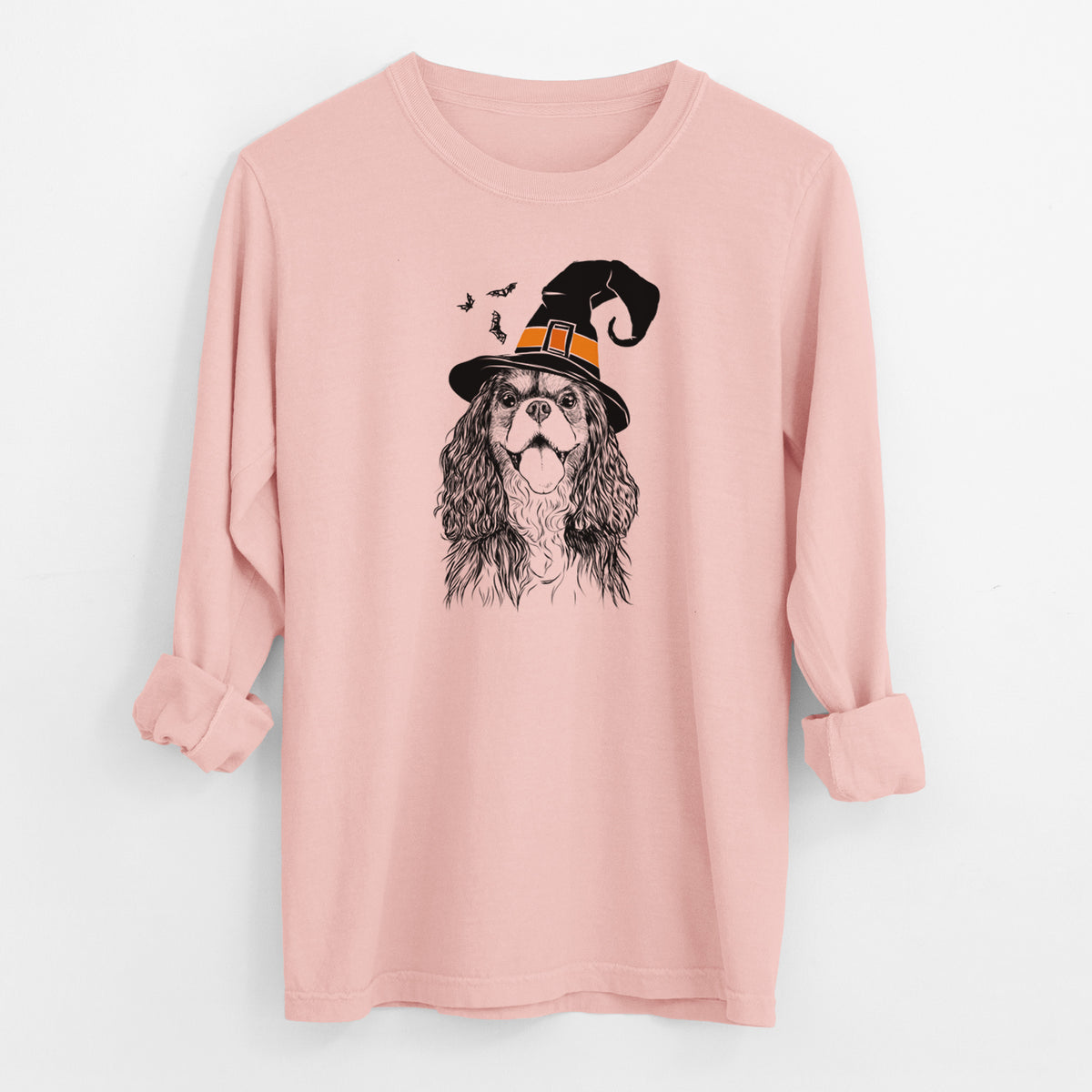 Witch Brandy the Cavalier King Charles Spaniel - Men's Heavyweight 100% Cotton Long Sleeve