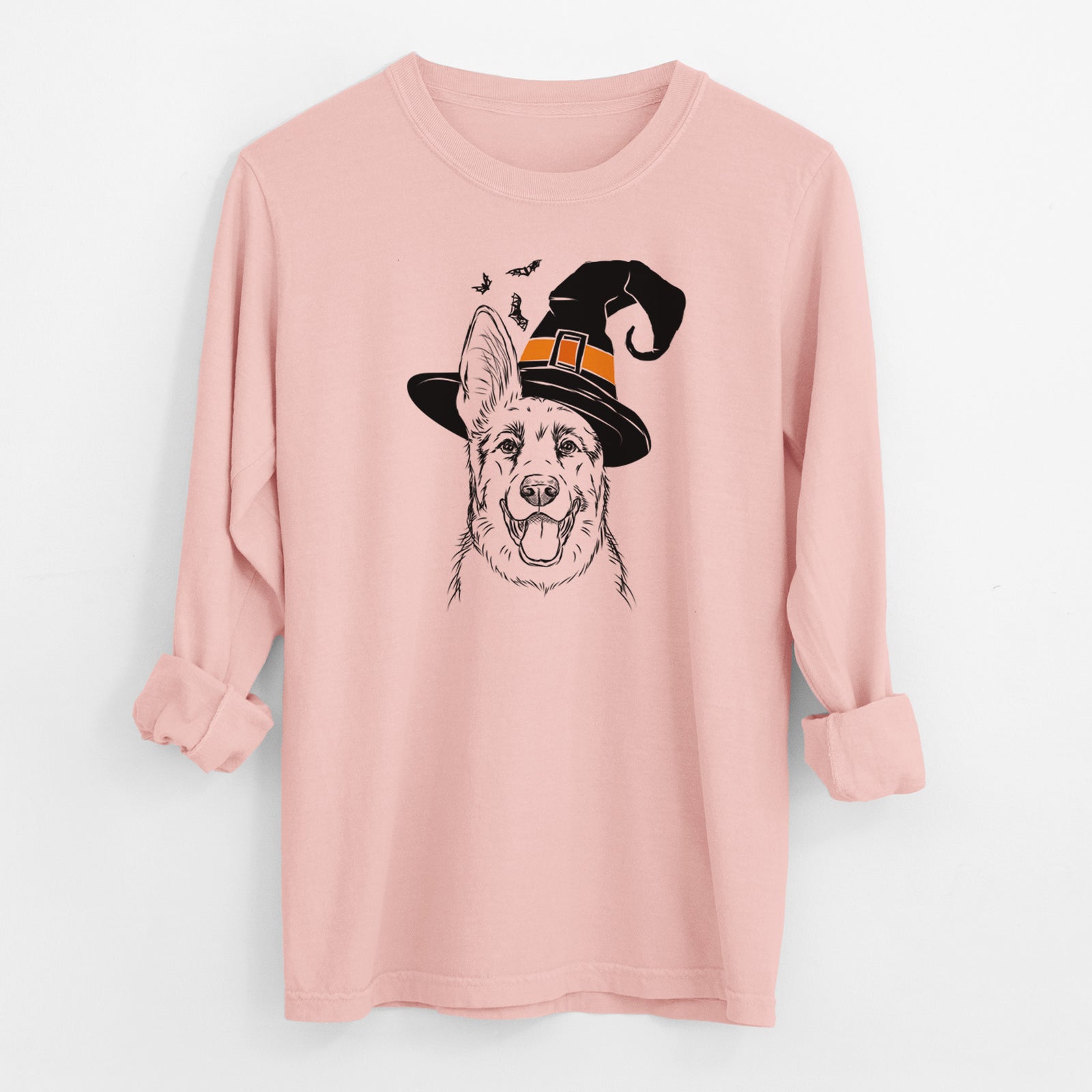 Witch Brutus the German Shepherd - Men's Heavyweight 100% Cotton Long Sleeve