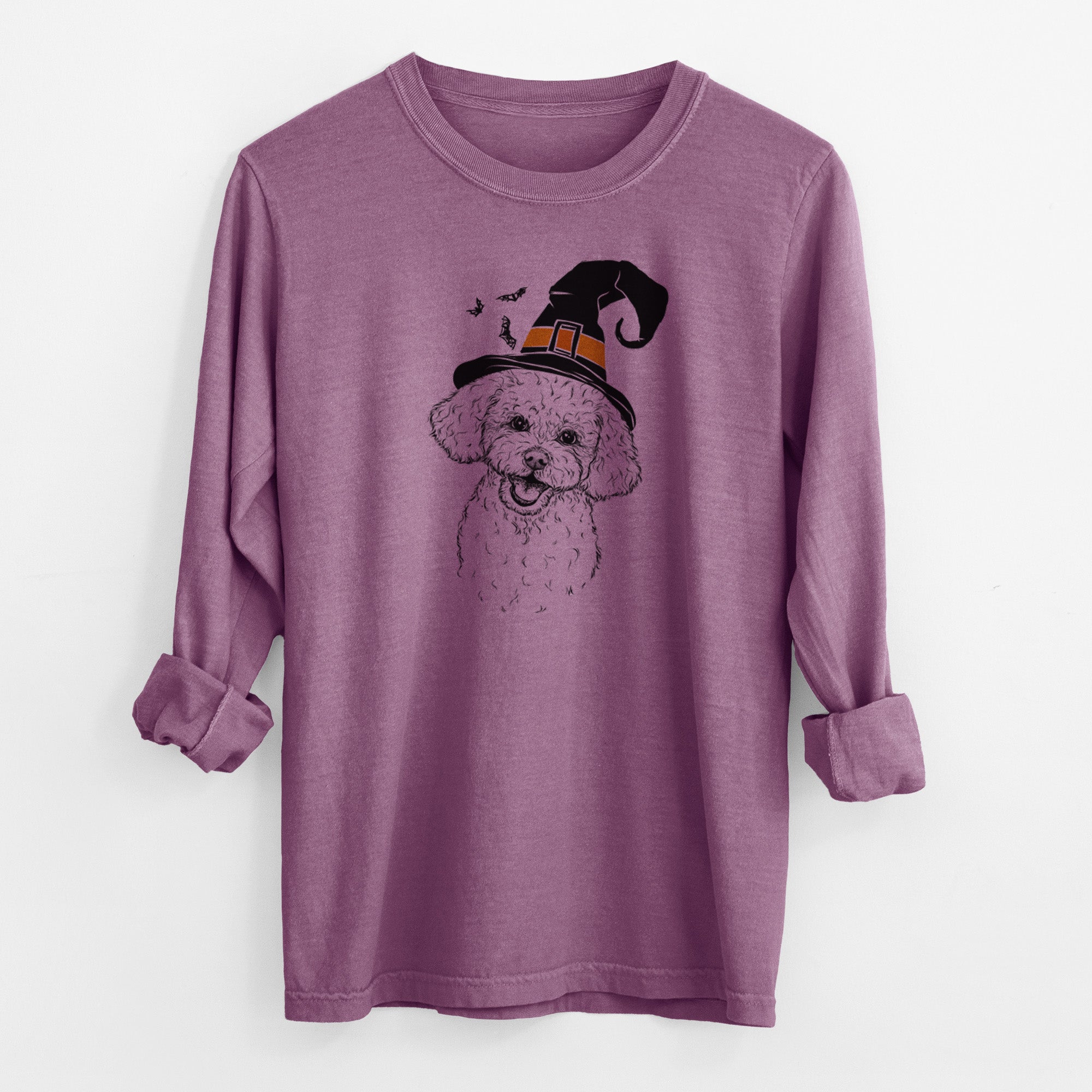 Witch Caesar the Bichon Frise - Men's Heavyweight 100% Cotton Long Sleeve