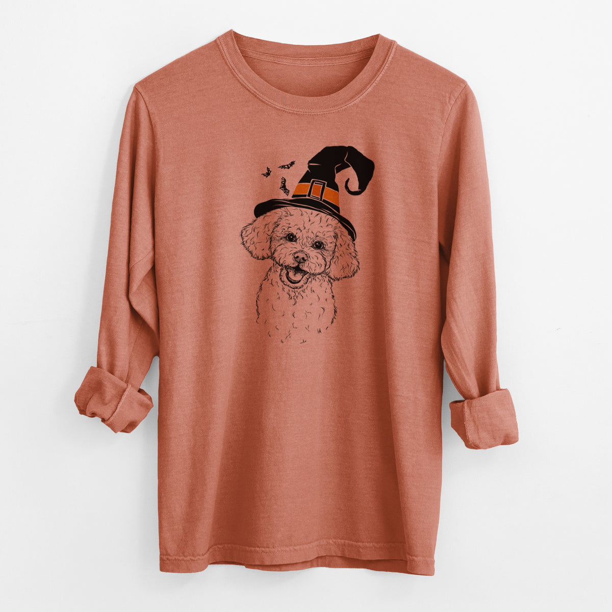 Witch Caesar the Bichon Frise - Men&#39;s Heavyweight 100% Cotton Long Sleeve