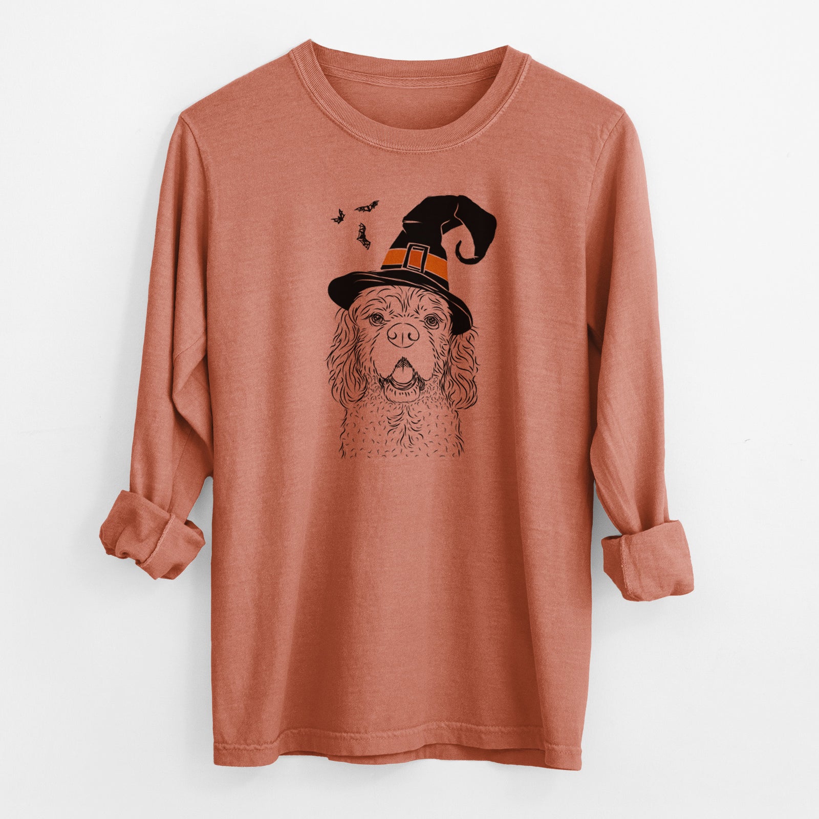 Witch Casey the American Cocker Spaniel - Men's Heavyweight 100% Cotton Long Sleeve