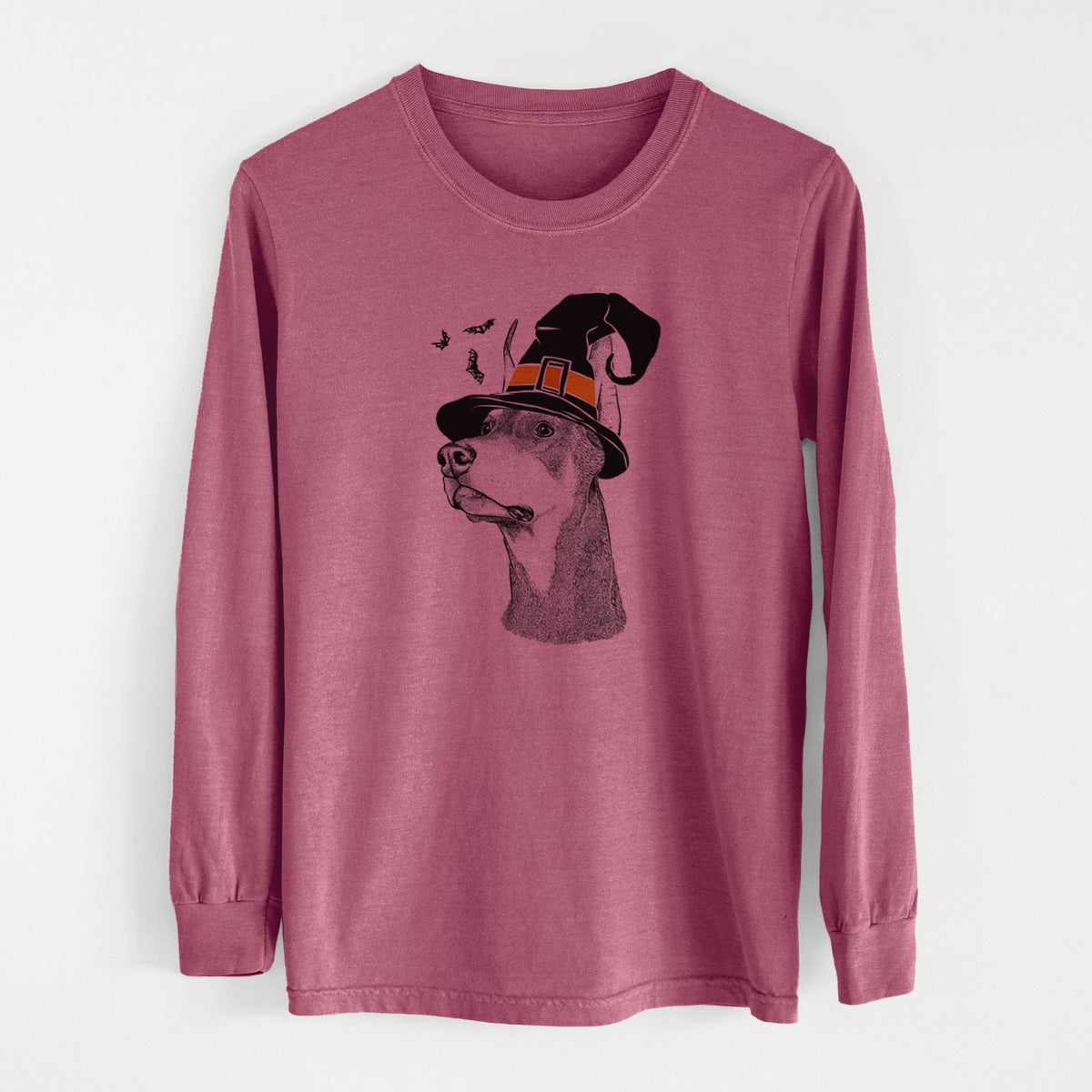 Witch Cenza the Doberman Pinscher - Men's Heavyweight 100% Cotton Long Sleeve