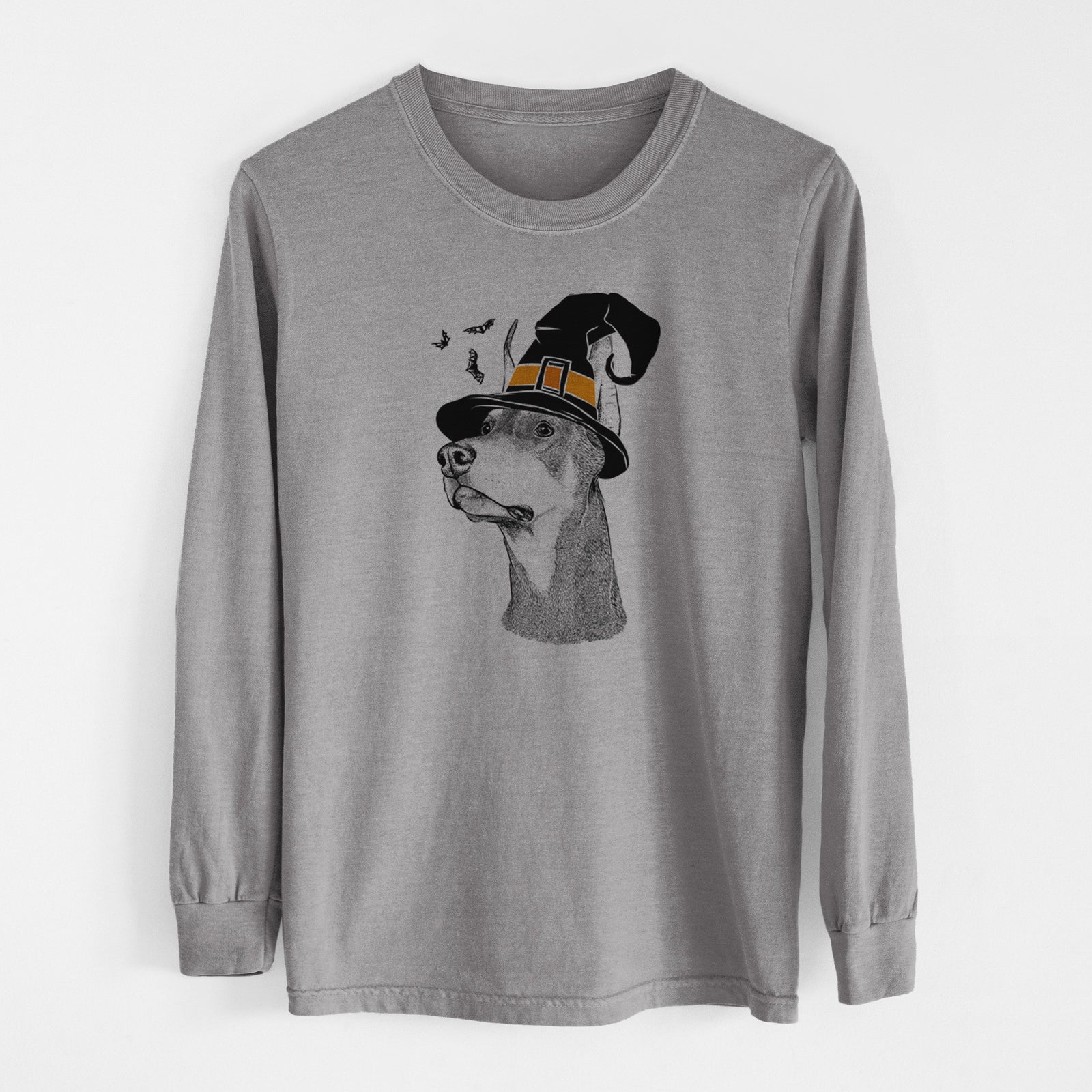 Witch Cenza the Doberman Pinscher - Men's Heavyweight 100% Cotton Long Sleeve