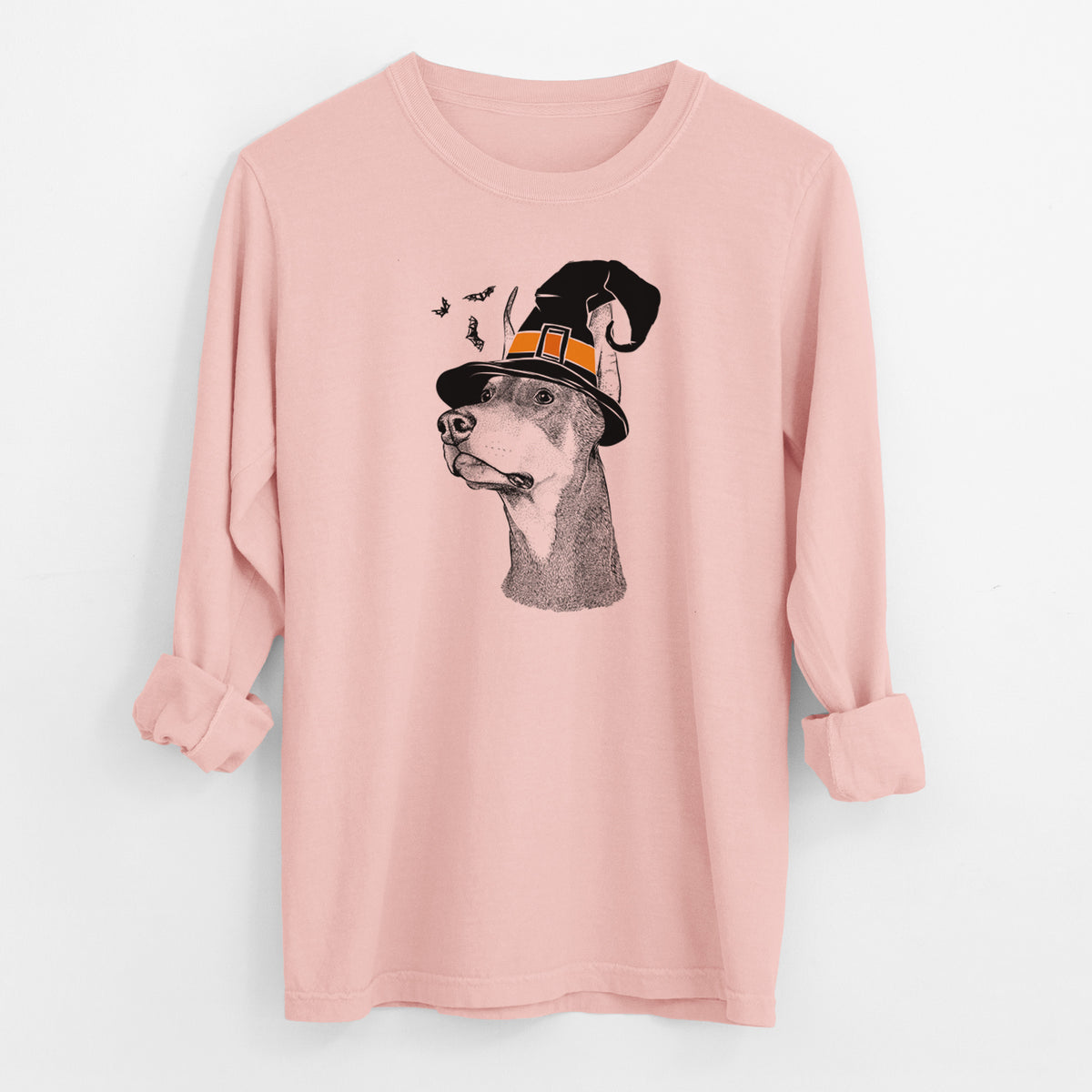 Witch Cenza the Doberman Pinscher - Men's Heavyweight 100% Cotton Long Sleeve