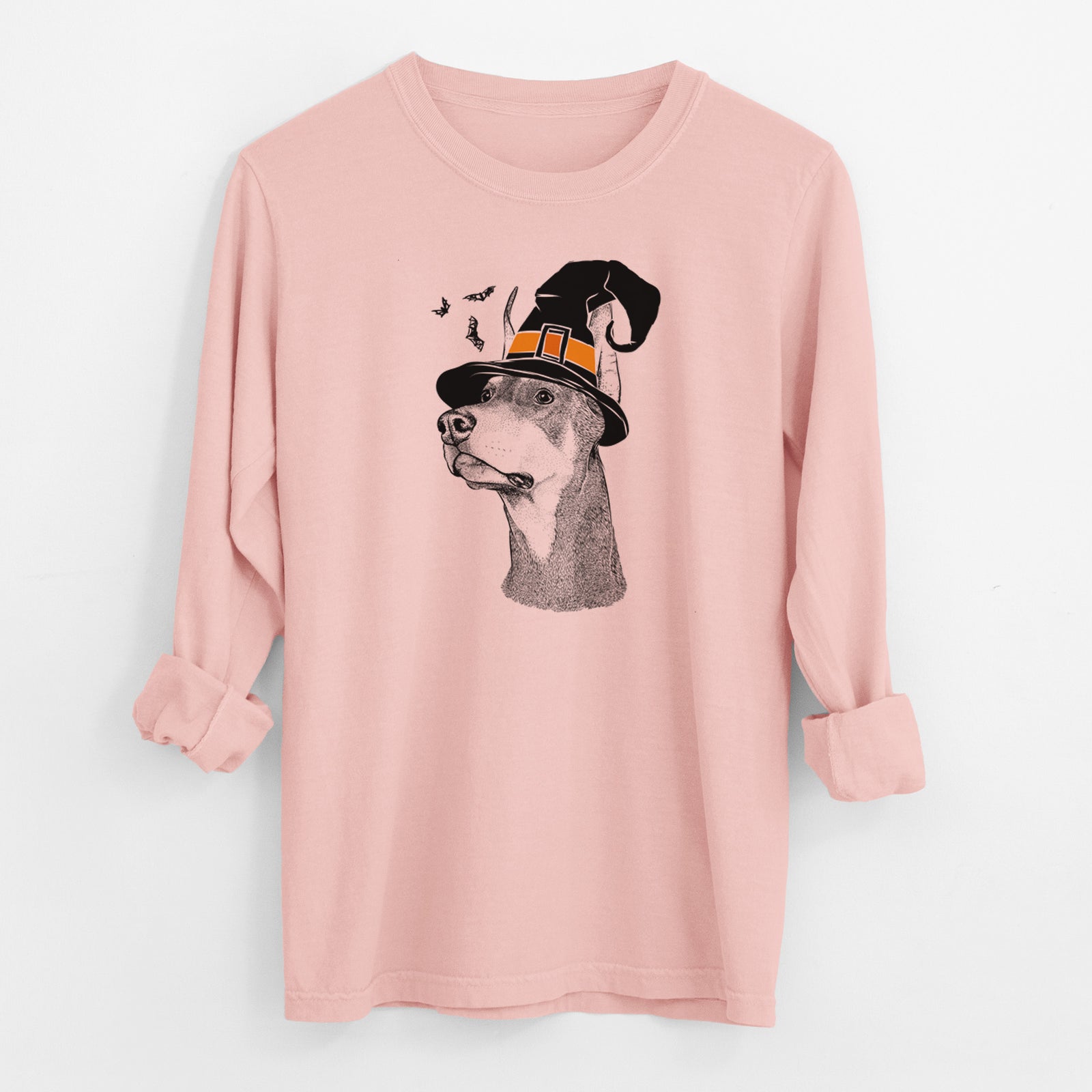 Witch Cenza the Doberman Pinscher - Men's Heavyweight 100% Cotton Long Sleeve