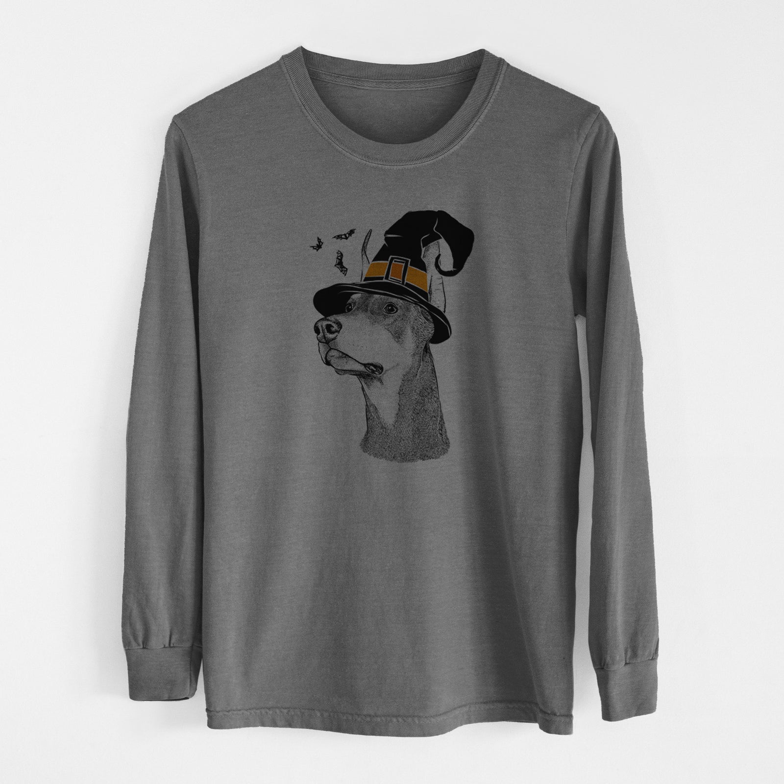 Witch Cenza the Doberman Pinscher - Men's Heavyweight 100% Cotton Long Sleeve