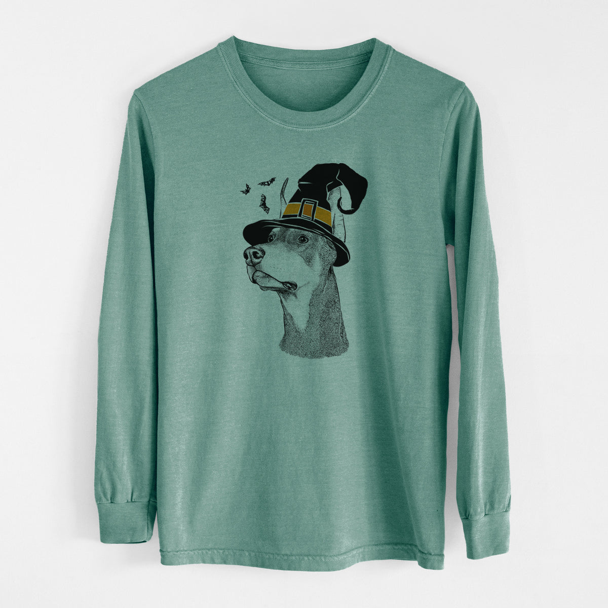 Witch Cenza the Doberman Pinscher - Men's Heavyweight 100% Cotton Long Sleeve