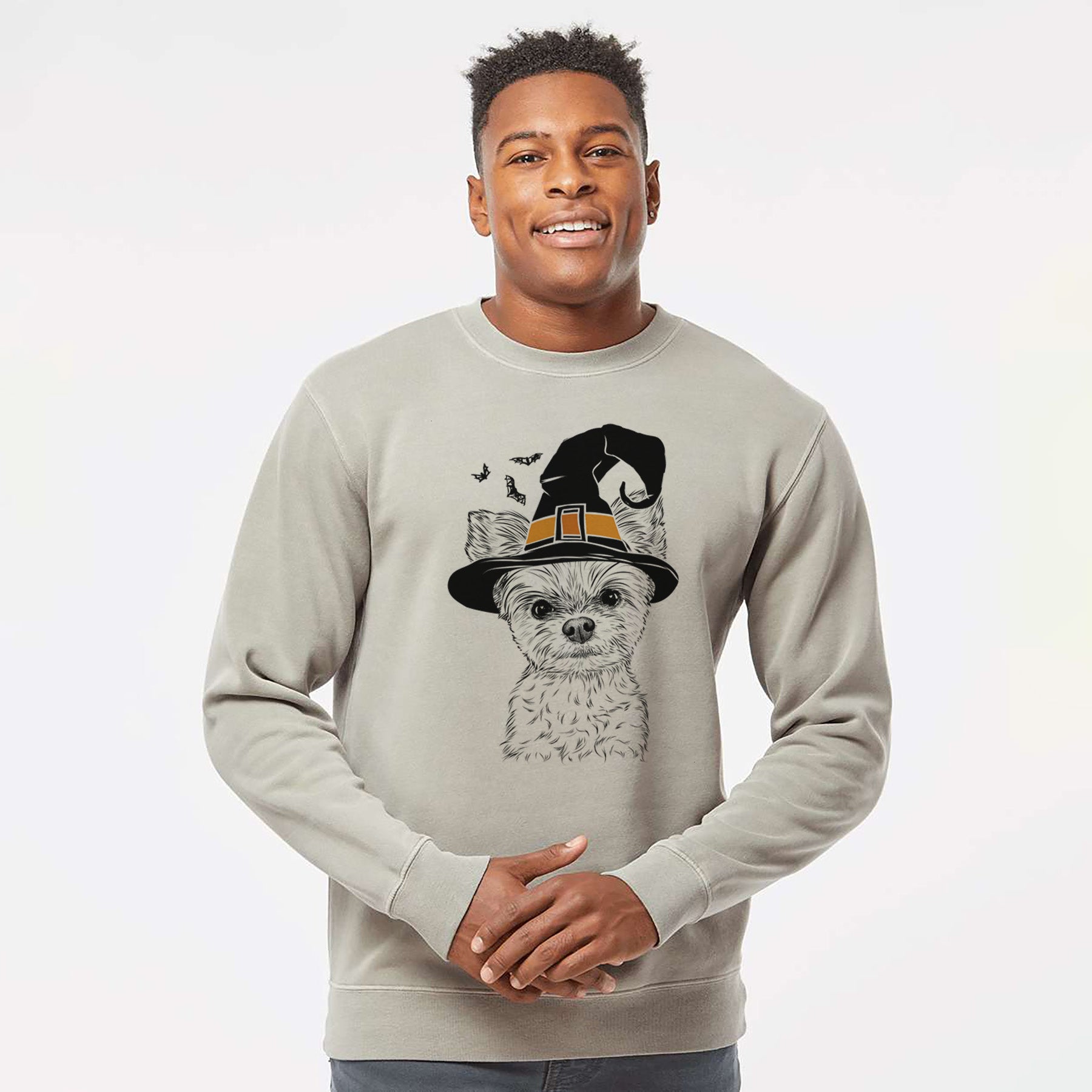 Witch Chance the Yapper the Yorkshire Terrier - Unisex Pigment Dyed Crew Sweatshirt