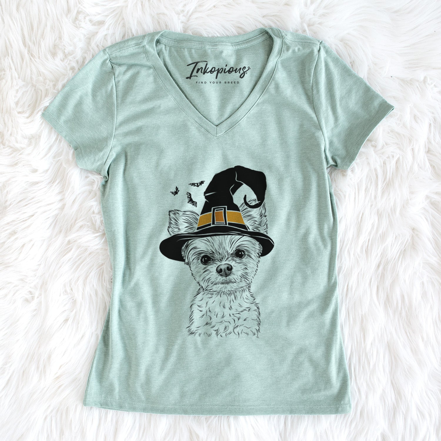Witch Chance the Yapper the Yorkshire Terrier - Women's Perfect V-neck Shirt