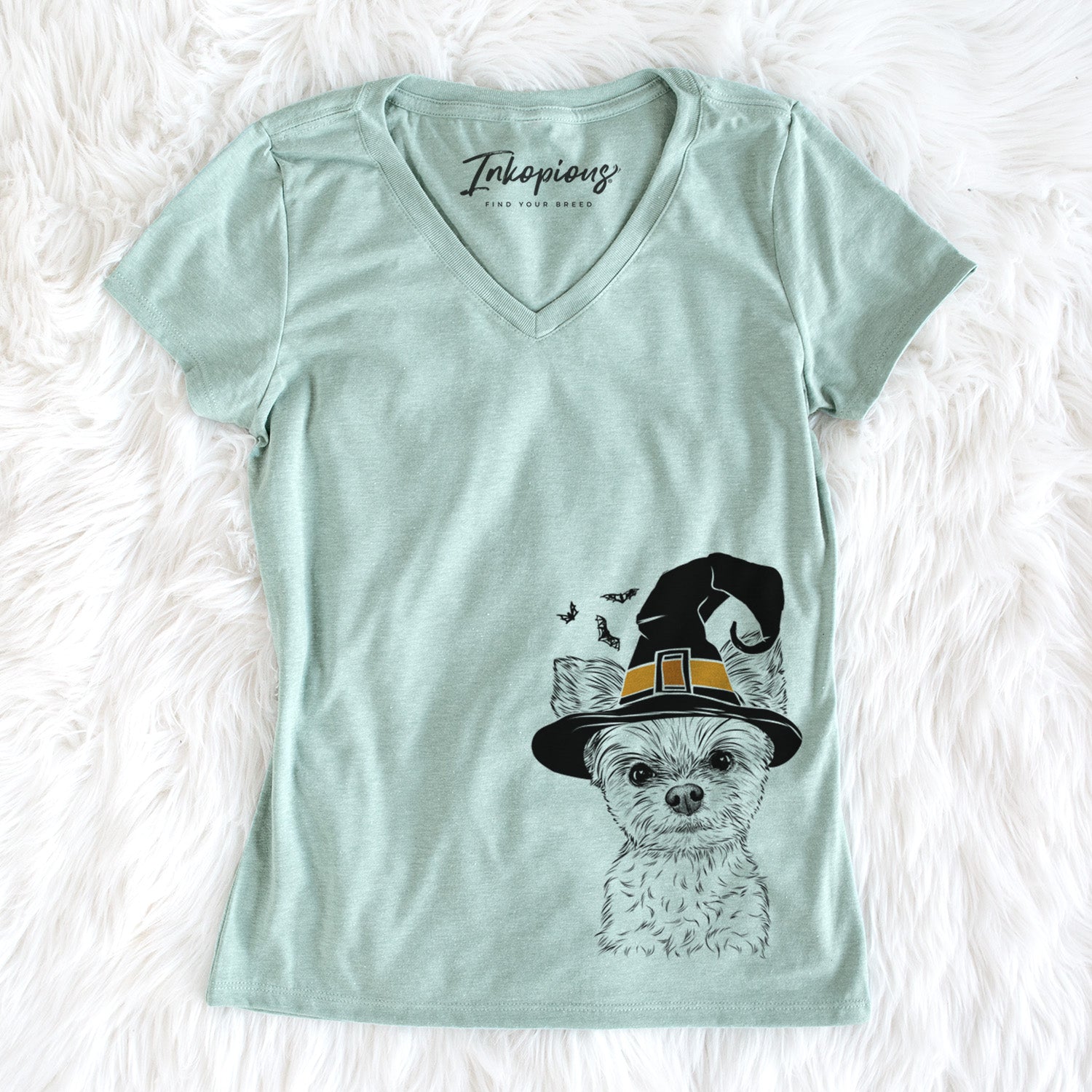 Witch Chance the Yapper the Yorkshire Terrier - Women's Perfect V-neck Shirt