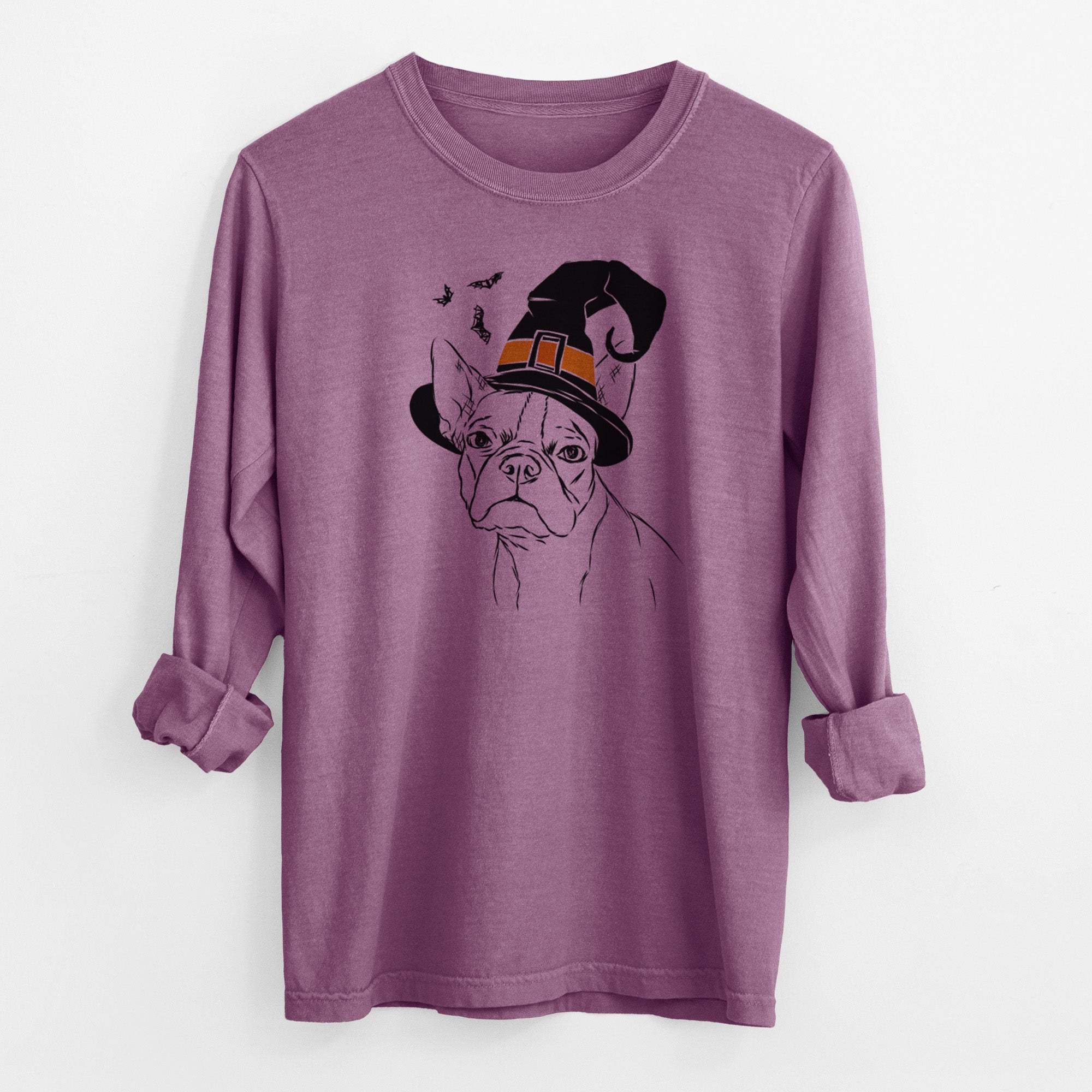 Witch Charles the Boston Terrier - Men's Heavyweight 100% Cotton Long Sleeve