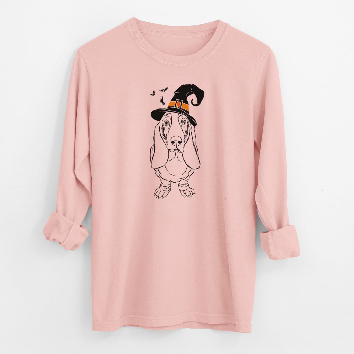 Witch Charlie the Basset Hound - Men's Heavyweight 100% Cotton Long Sleeve