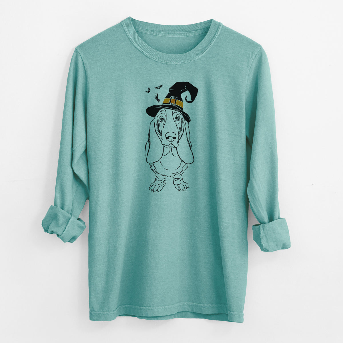 Witch Charlie the Basset Hound - Men's Heavyweight 100% Cotton Long Sleeve