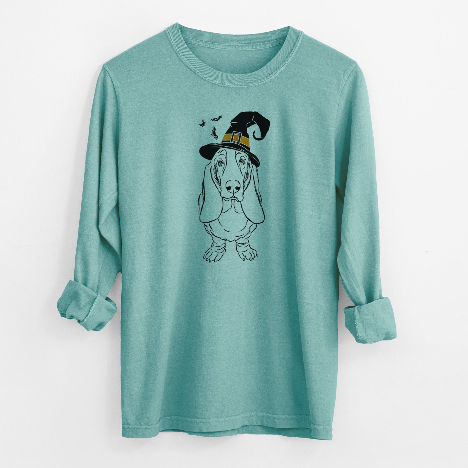 Witch Charlie the Basset Hound - Men's Heavyweight 100% Cotton Long Sleeve