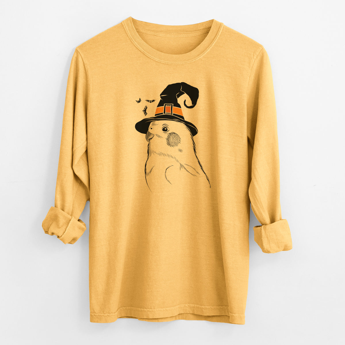 Witch Charlie the Cockatiel - Men's Heavyweight 100% Cotton Long Sleeve
