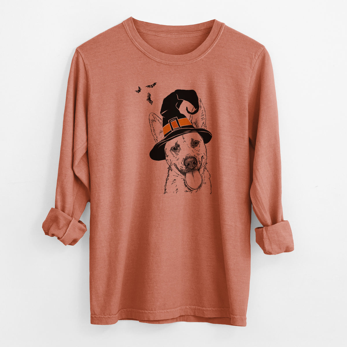 Witch Charlie the Mixed Breed - Men&#39;s Heavyweight 100% Cotton Long Sleeve